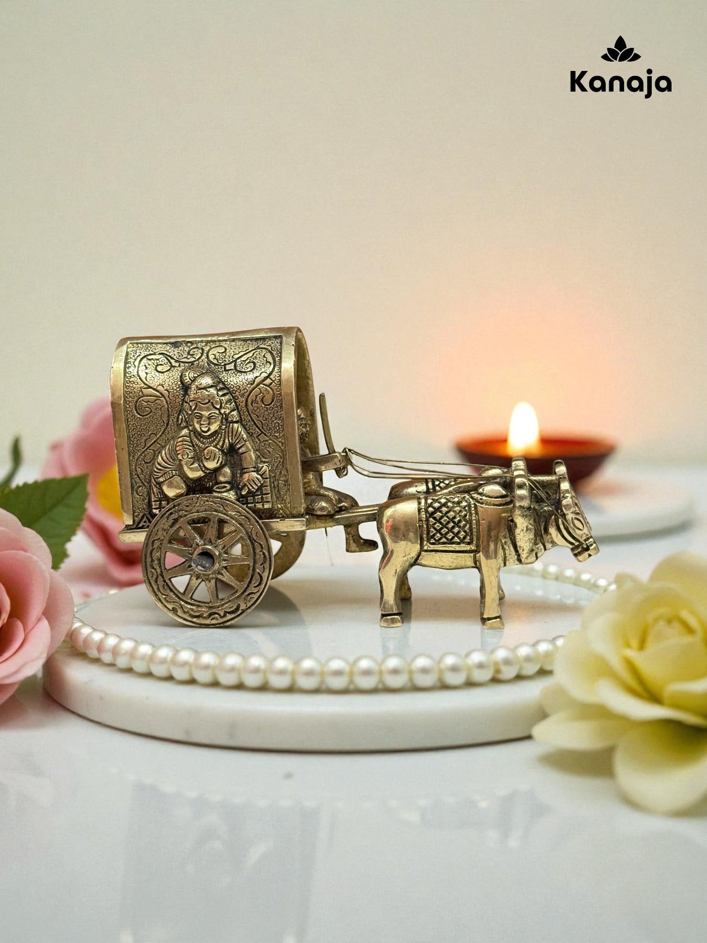 Handcrafted Brass Indian Bullock Cart Miniature - Unique Home Decor Gift