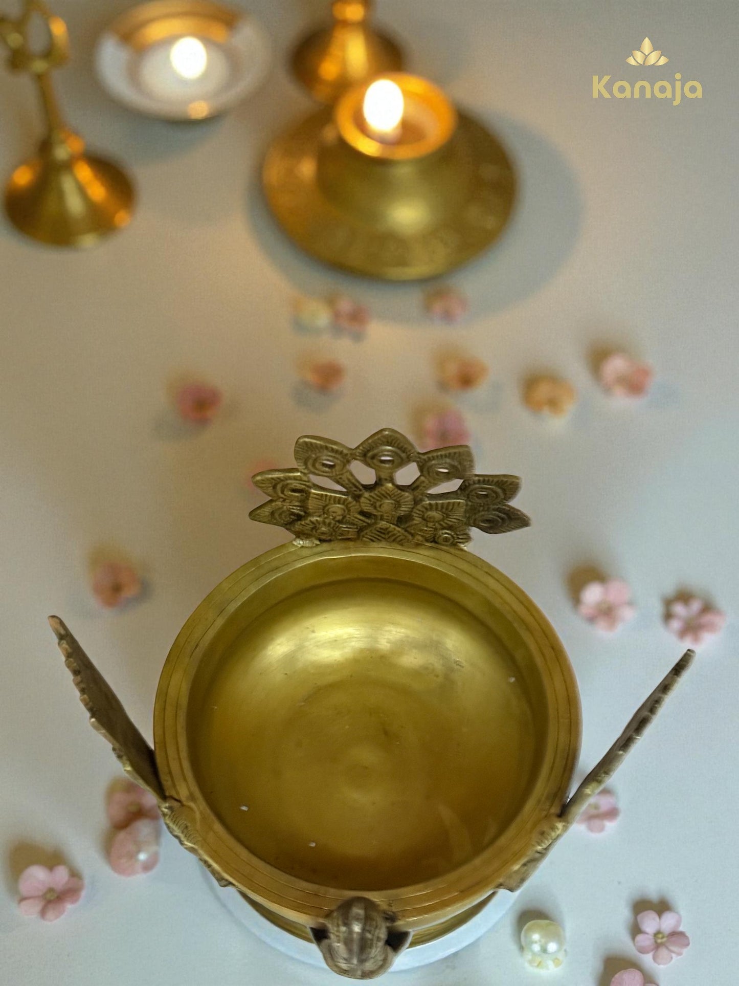 Elegant Golden Peacock Pedestal Bowl - A Symbol of Beauty and Grace