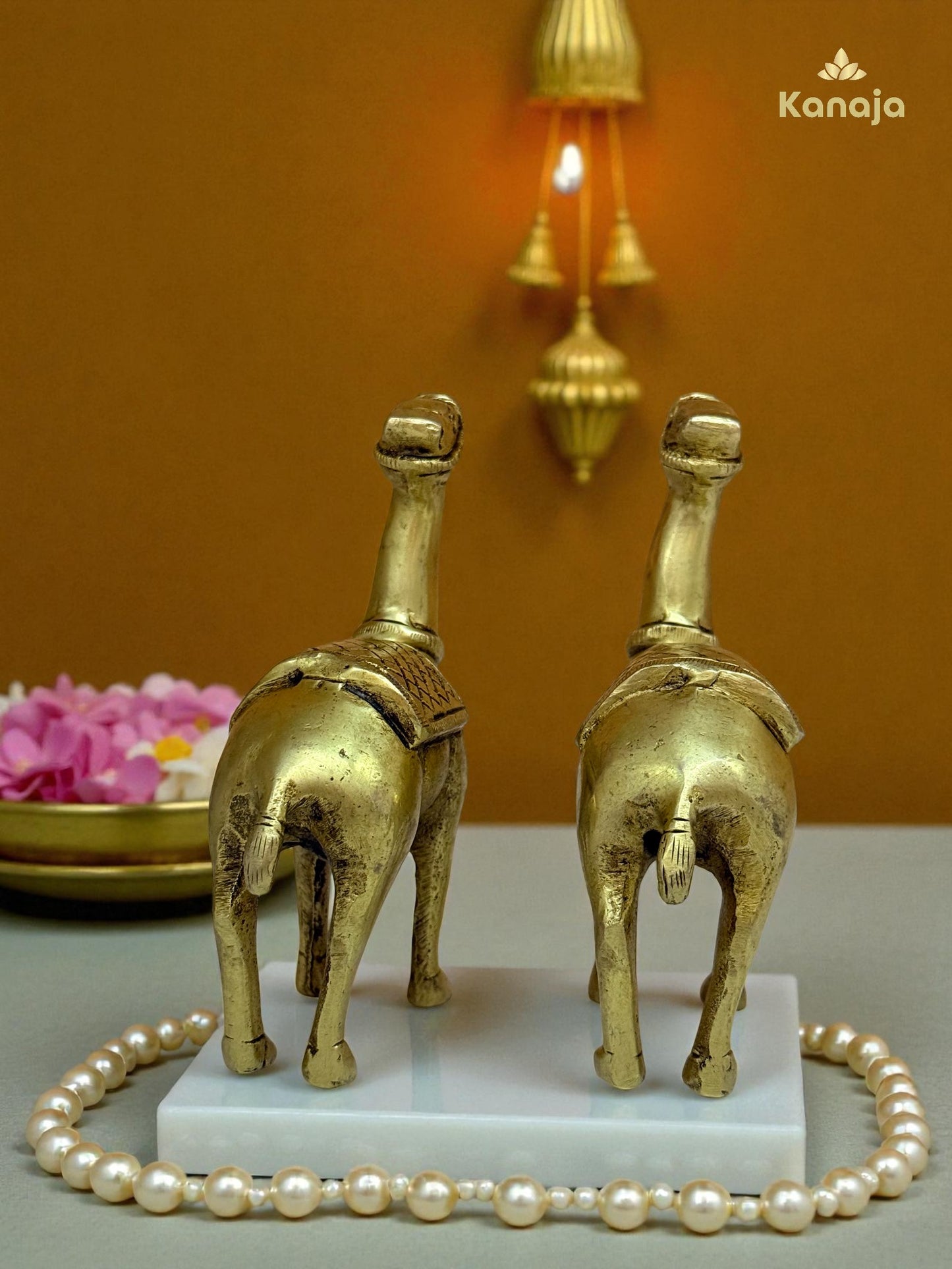 Pair of Golden Camel Figurines - Symbols of Resilience and Endurance