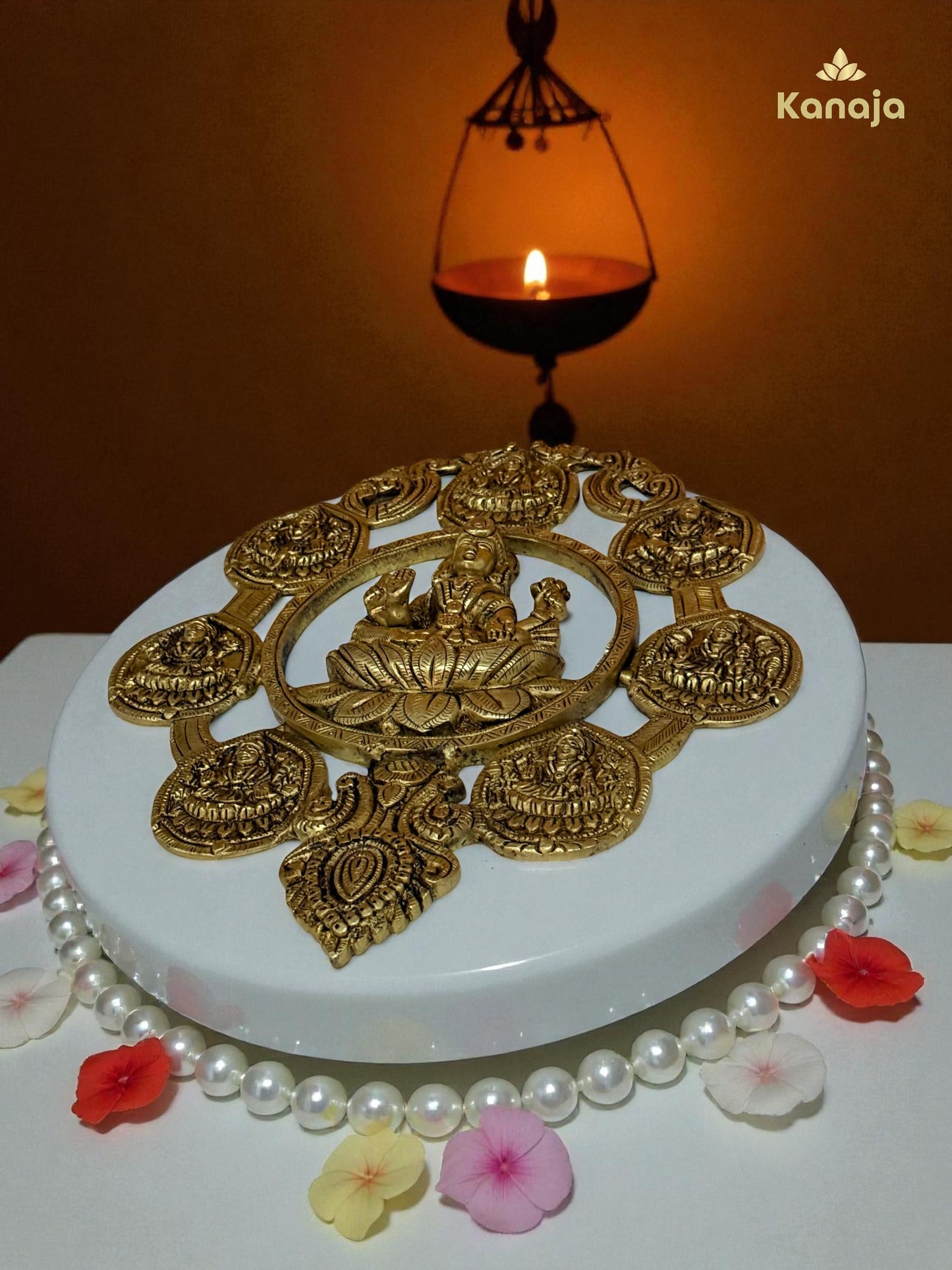 Handcrafted Ashta Lakshmi Mandala Brass Wall Panel - For Complete Prosperity