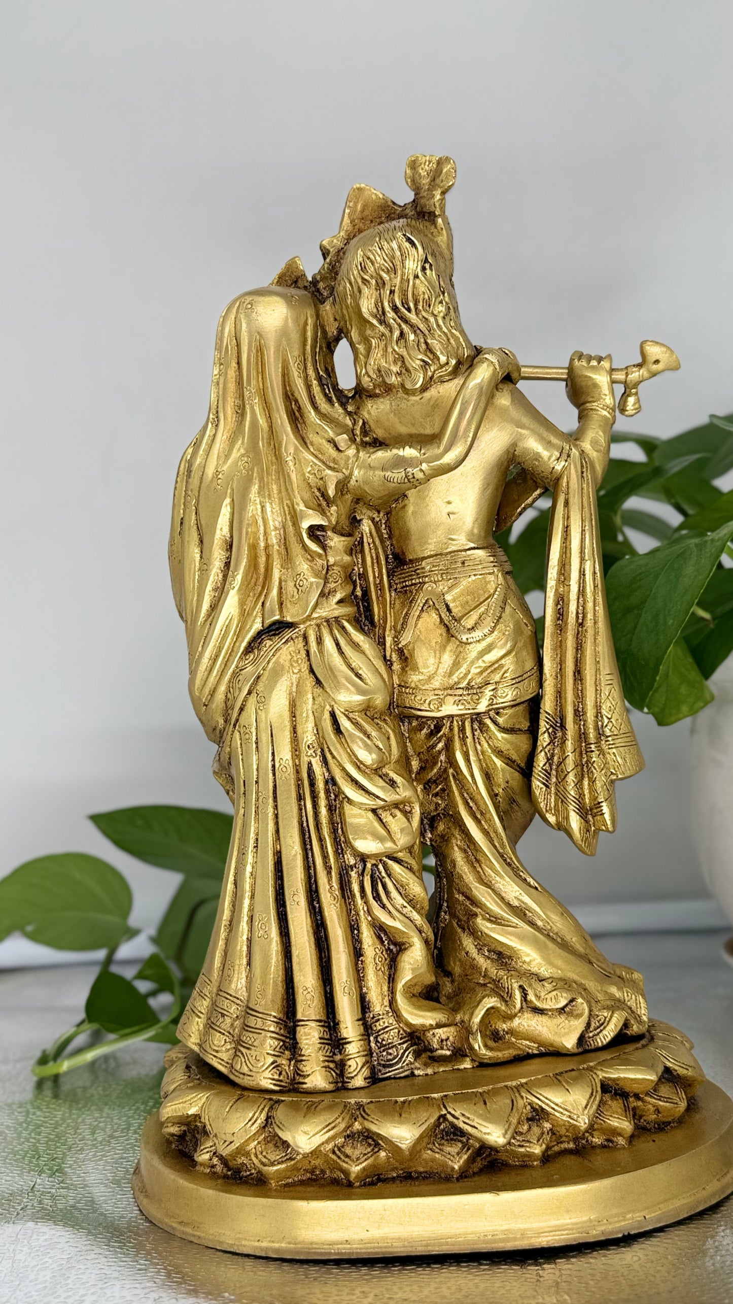 Handcrafted Brass Statue of Radha Krishna - The Embodiment of Divine Love