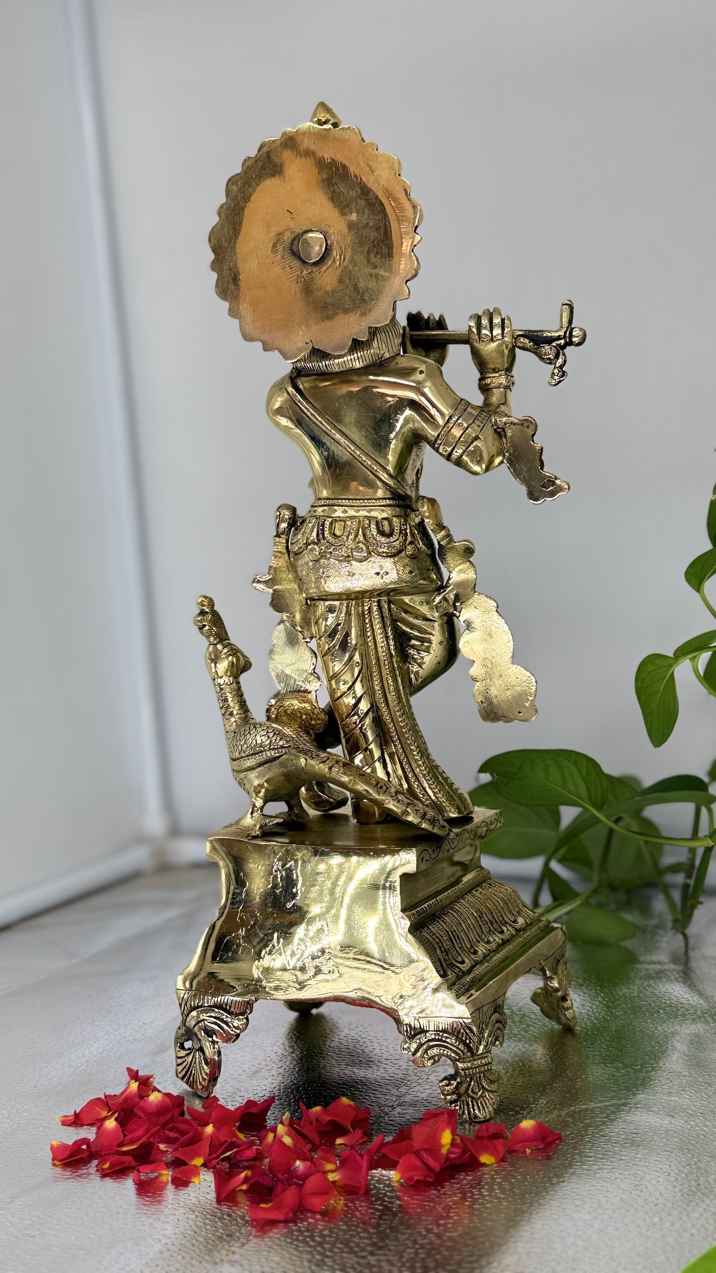 Brass Lord Krishna Flute Idol