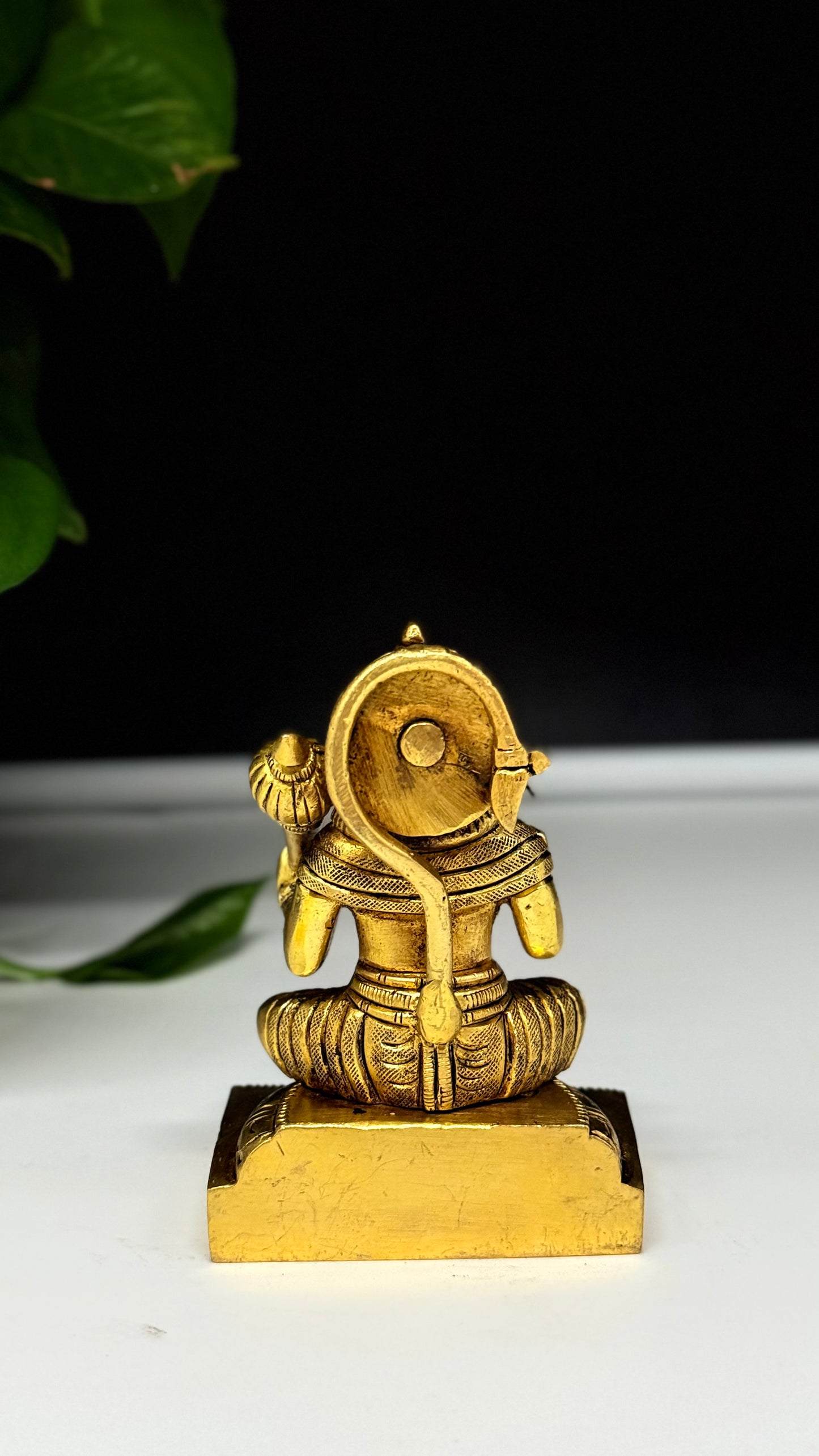 Handcrafted Brass Sitting Hanuman with Gada - Divine Protector