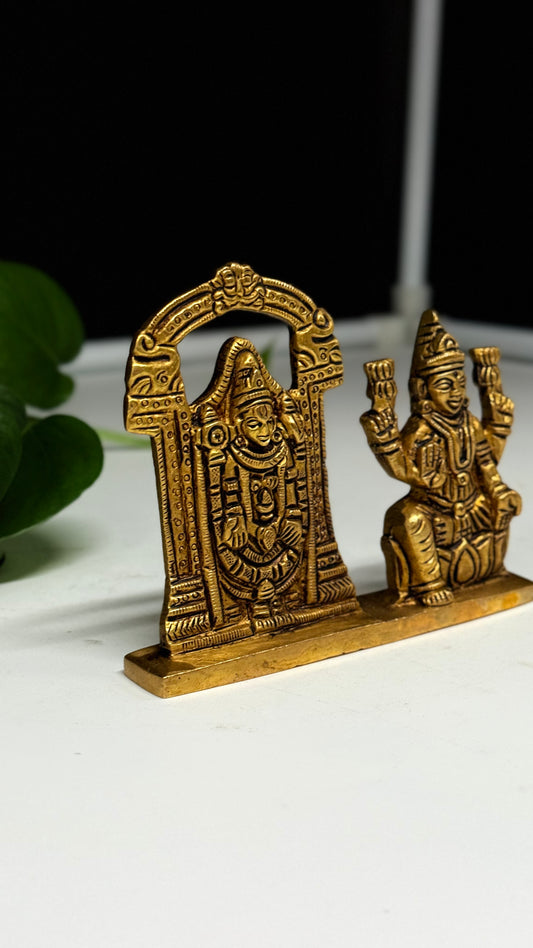 Antique Brass Tirupati Balaji Idol (Framed Arch Design) – 10×2×2 cm | 400g | Handcrafted