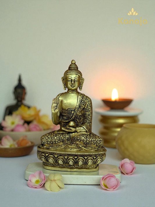 Handcrafted Brass Buddha Idol (Abhaya Mudra) for Home & Office