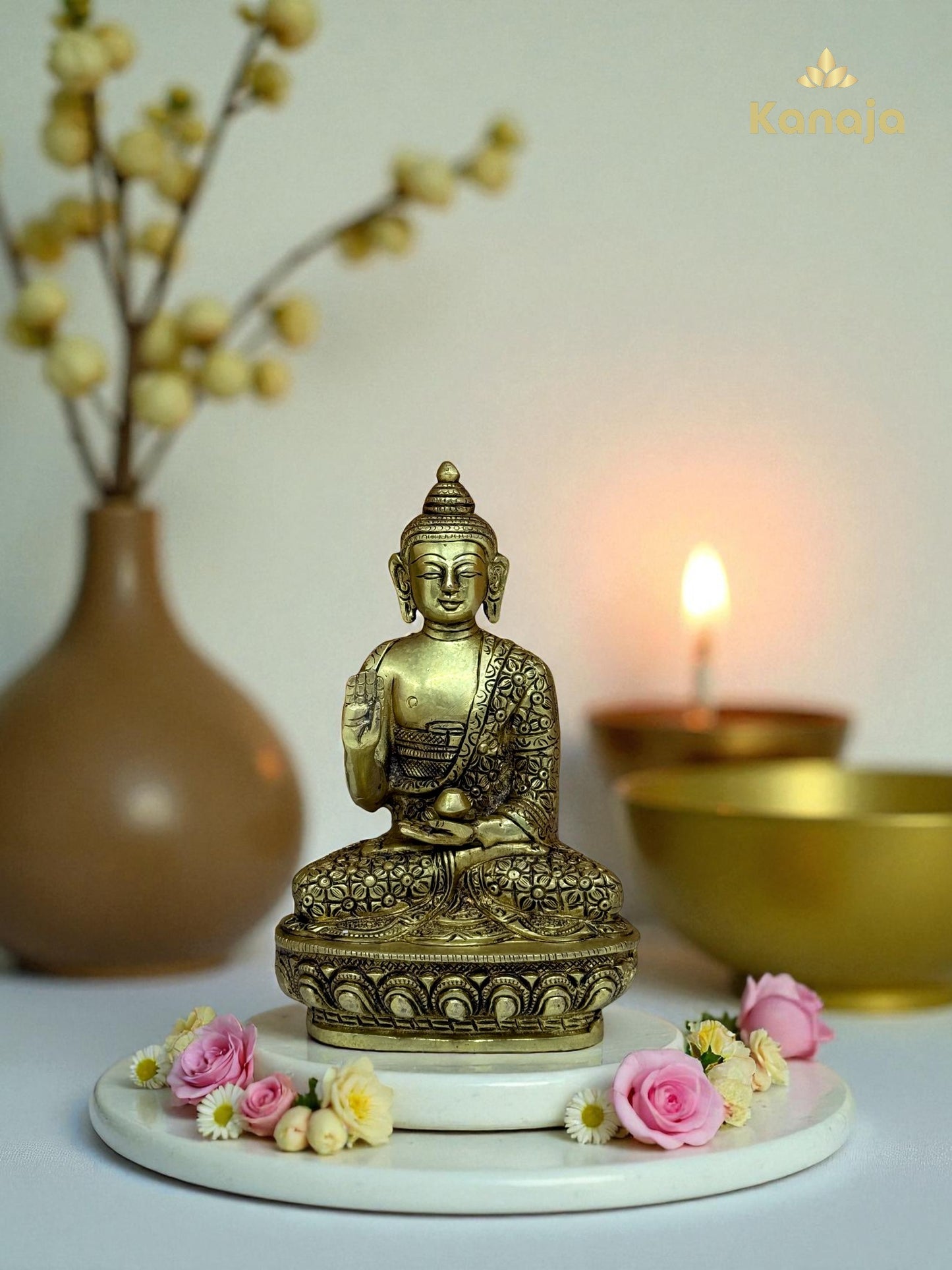 Handcrafted Brass Buddha Idol (Abhaya Mudra) for Home & Office