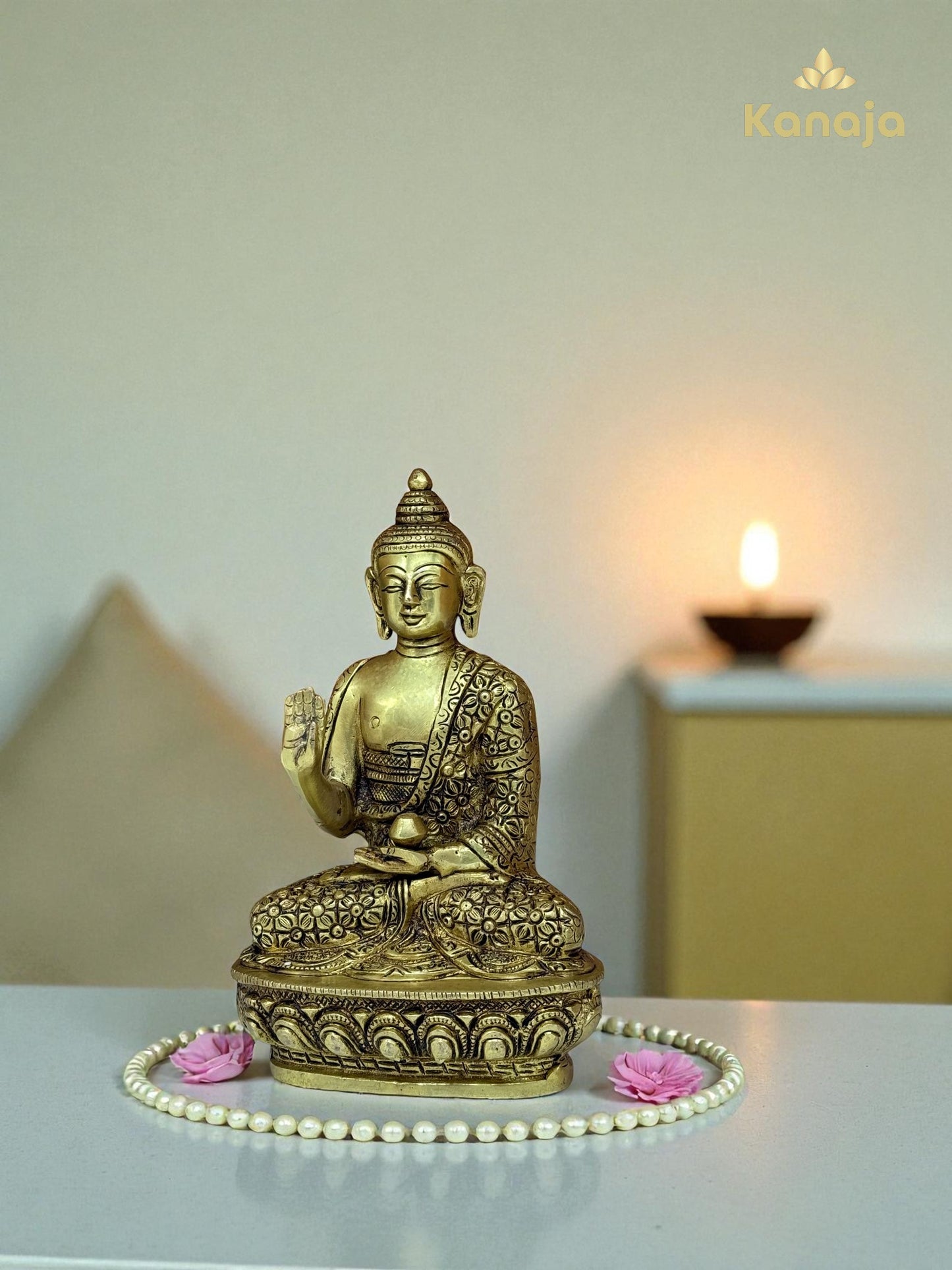 Handcrafted Brass Buddha Idol (Abhaya Mudra) for Home & Office