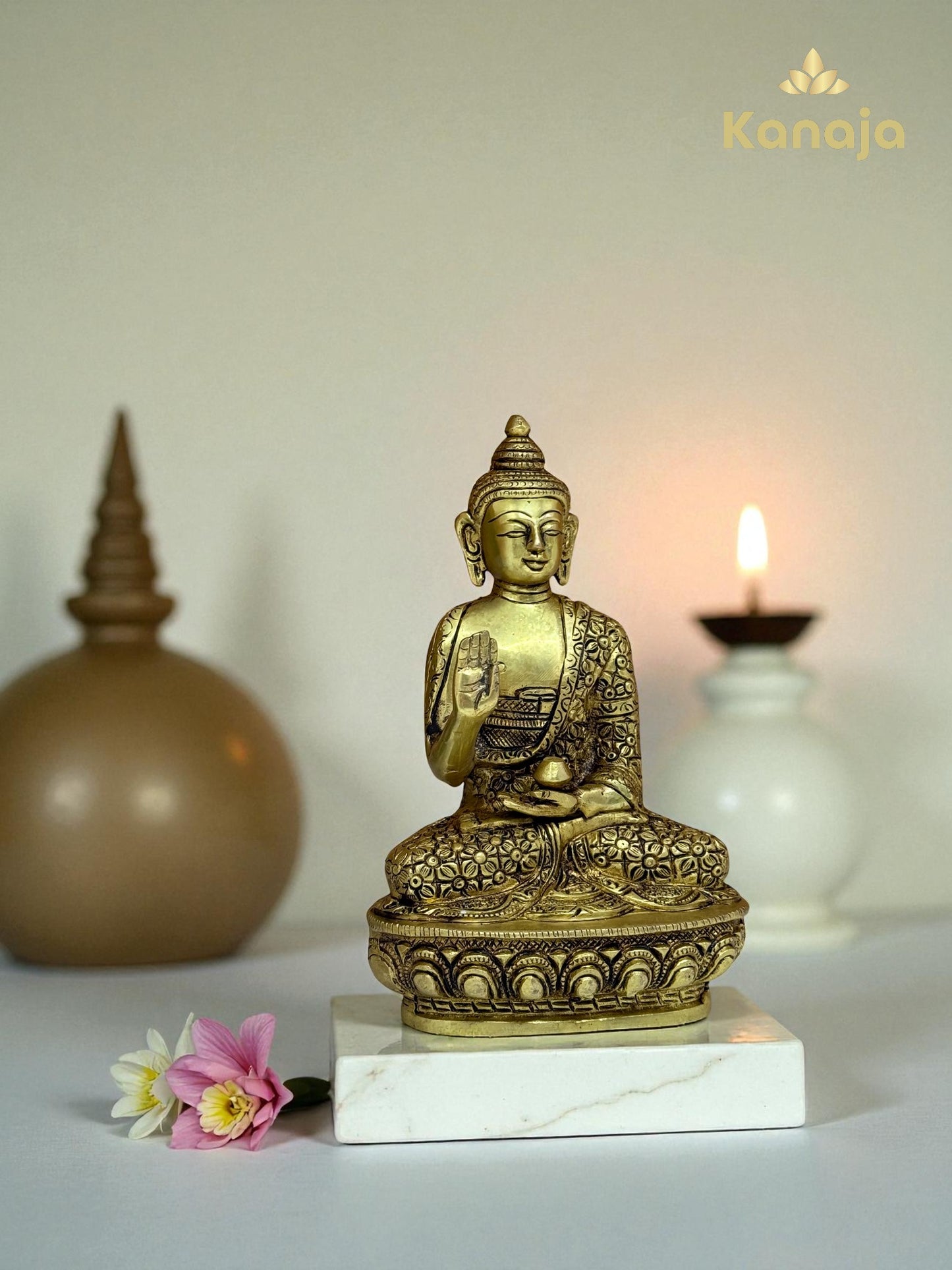 Handcrafted Brass Buddha Idol (Abhaya Mudra) for Home & Office
