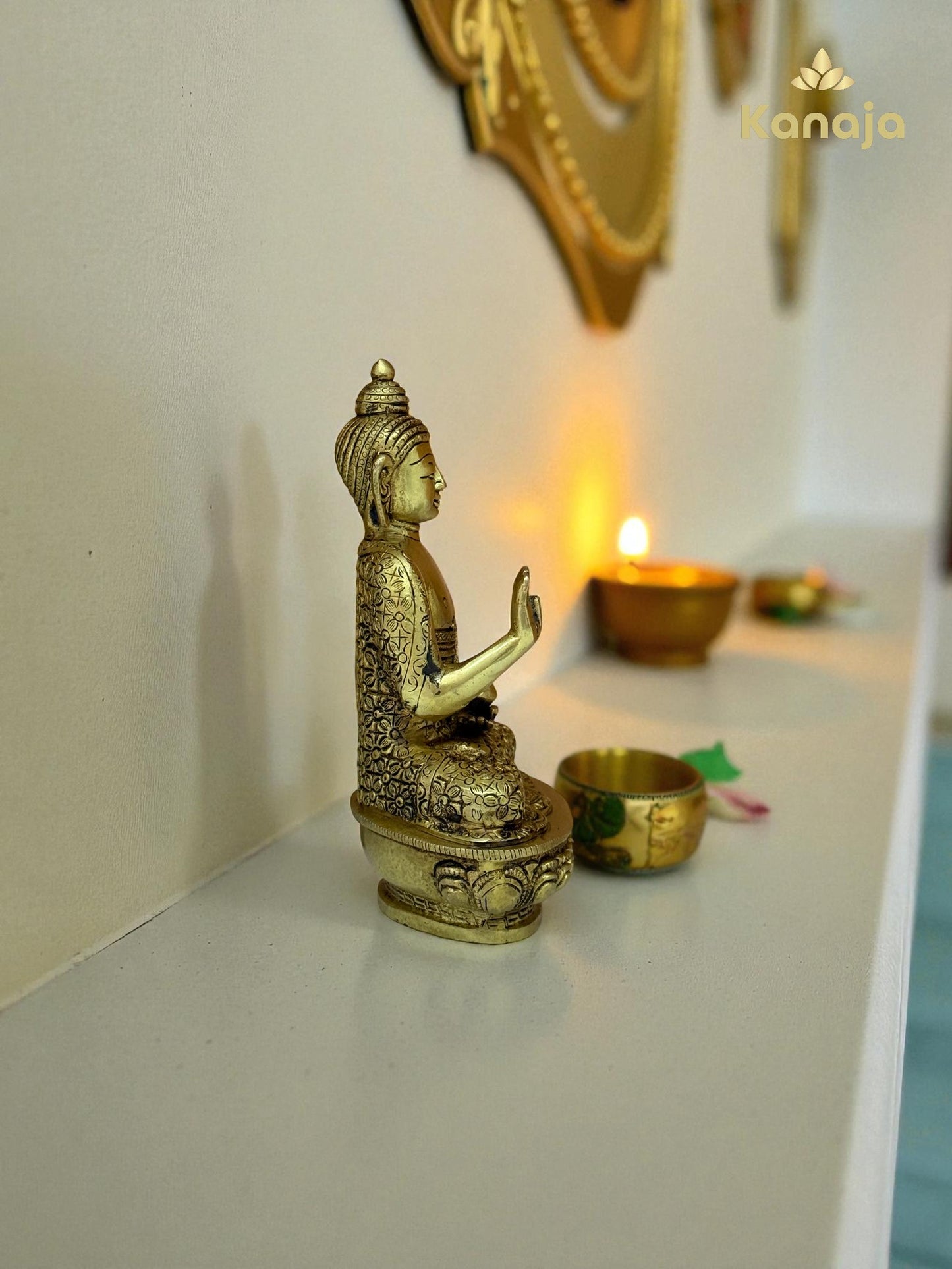 Handcrafted Brass Buddha Idol (Abhaya Mudra) for Home & Office