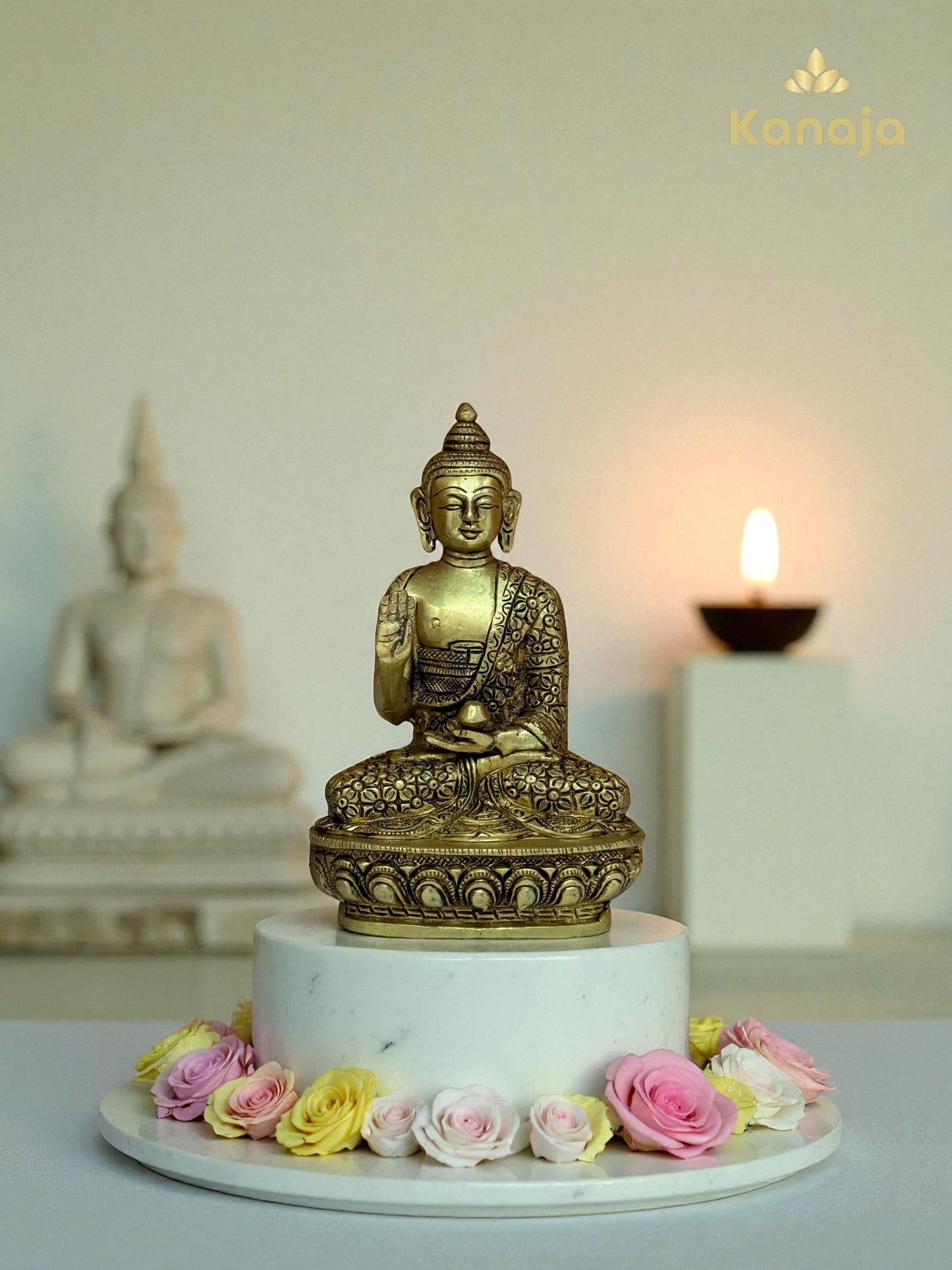 Handcrafted Brass Buddha Idol (Abhaya Mudra) for Home & Office