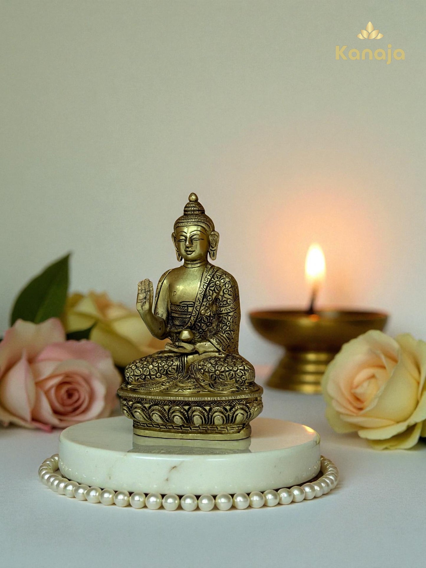 Handcrafted Brass Buddha Idol (Abhaya Mudra) for Home & Office