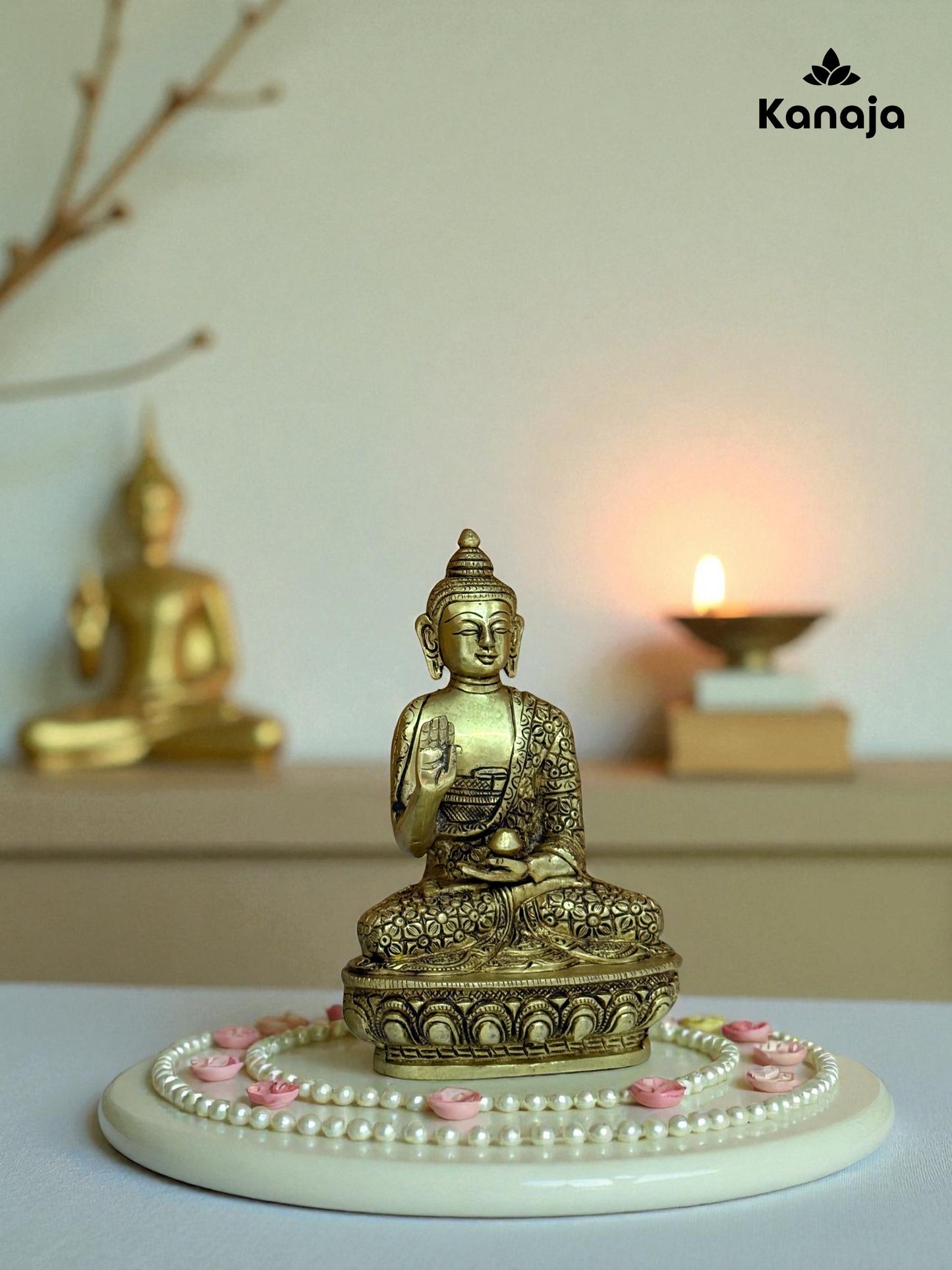 Handcrafted Brass Buddha Idol (Abhaya Mudra) for Home & Office