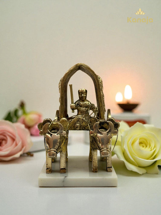 Handcrafted Brass Indian Bullock Cart Miniature - Unique Home Decor Gift