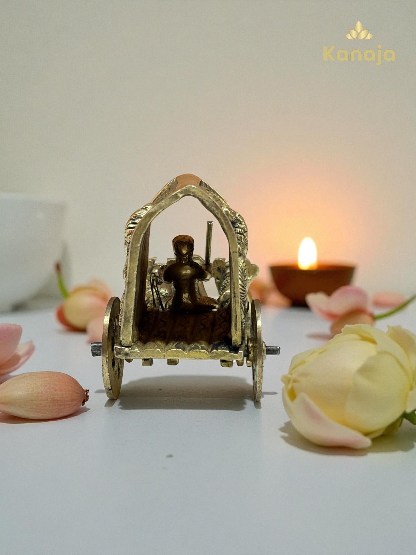 Handcrafted Brass Indian Bullock Cart Miniature - Unique Home Decor Gift