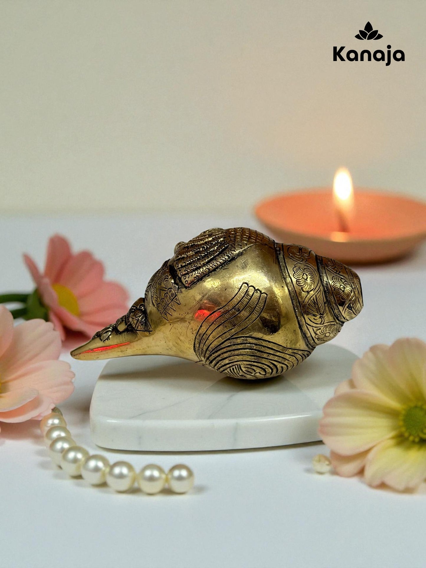 Artisan Crafted Brass Decorative Shankh