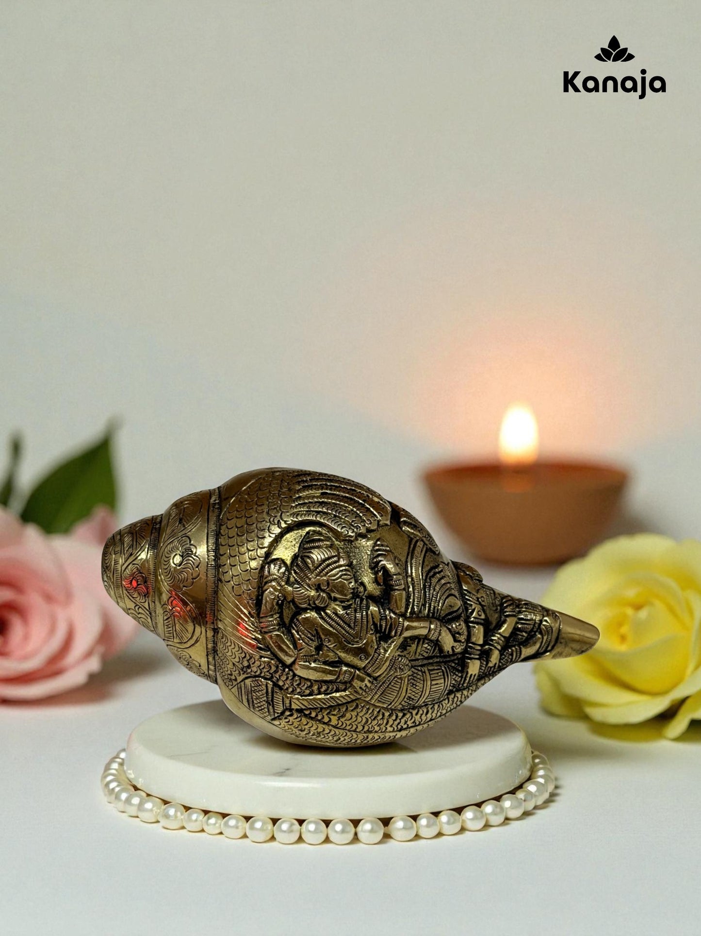 Artisan Crafted Brass Decorative Shankh
