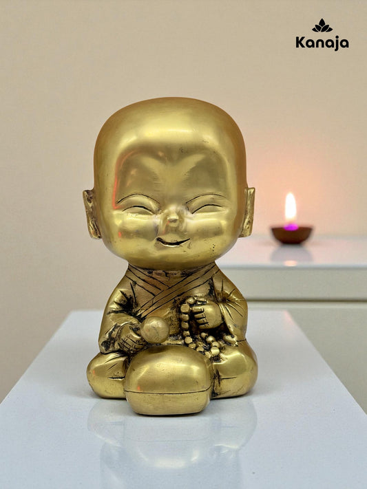 Golden Laughing Buddha Monk Statue - Bring Joy and Serenity to Your Space