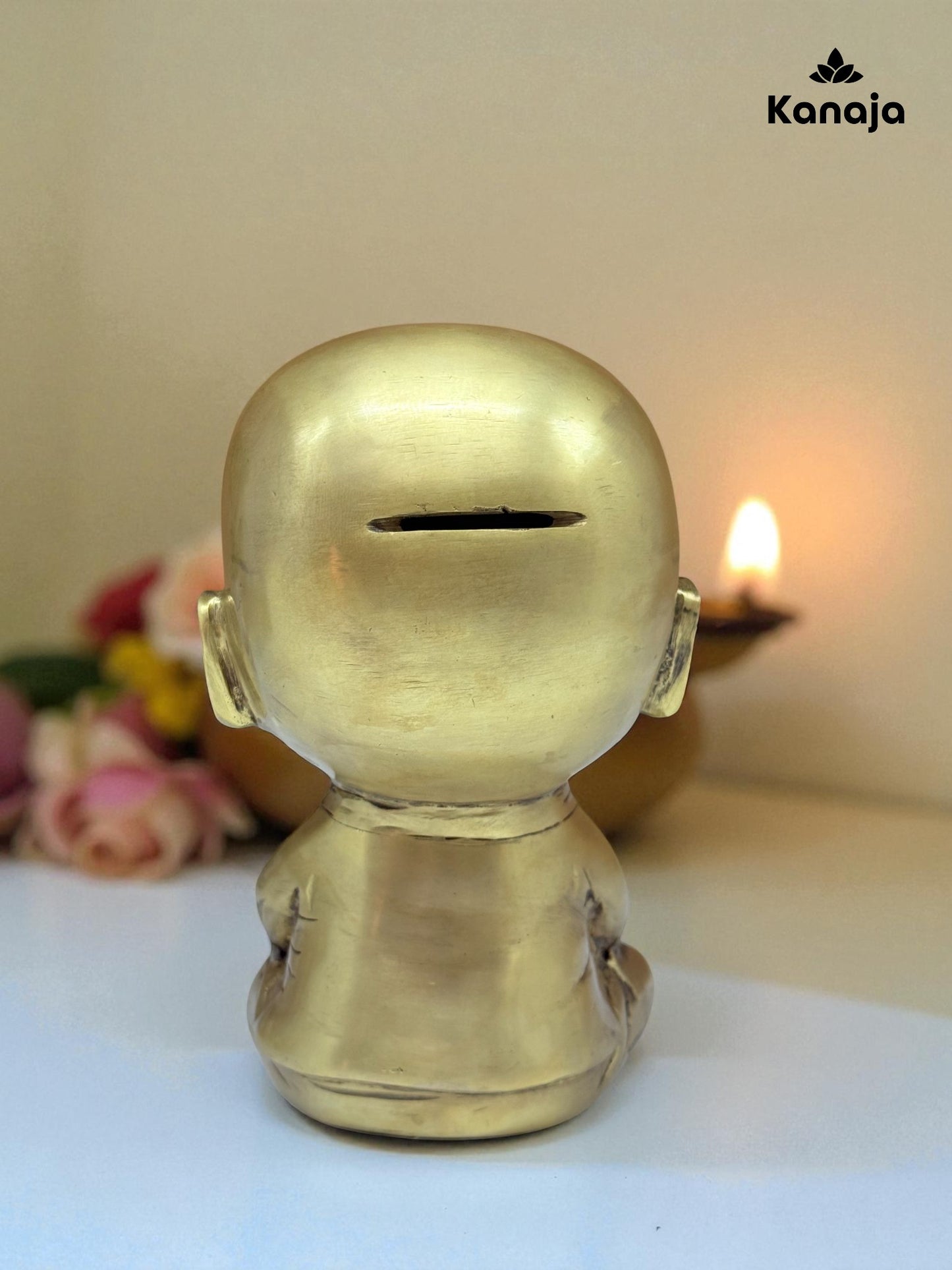 Golden Laughing Buddha Monk Statue - Bring Joy and Serenity to Your Space