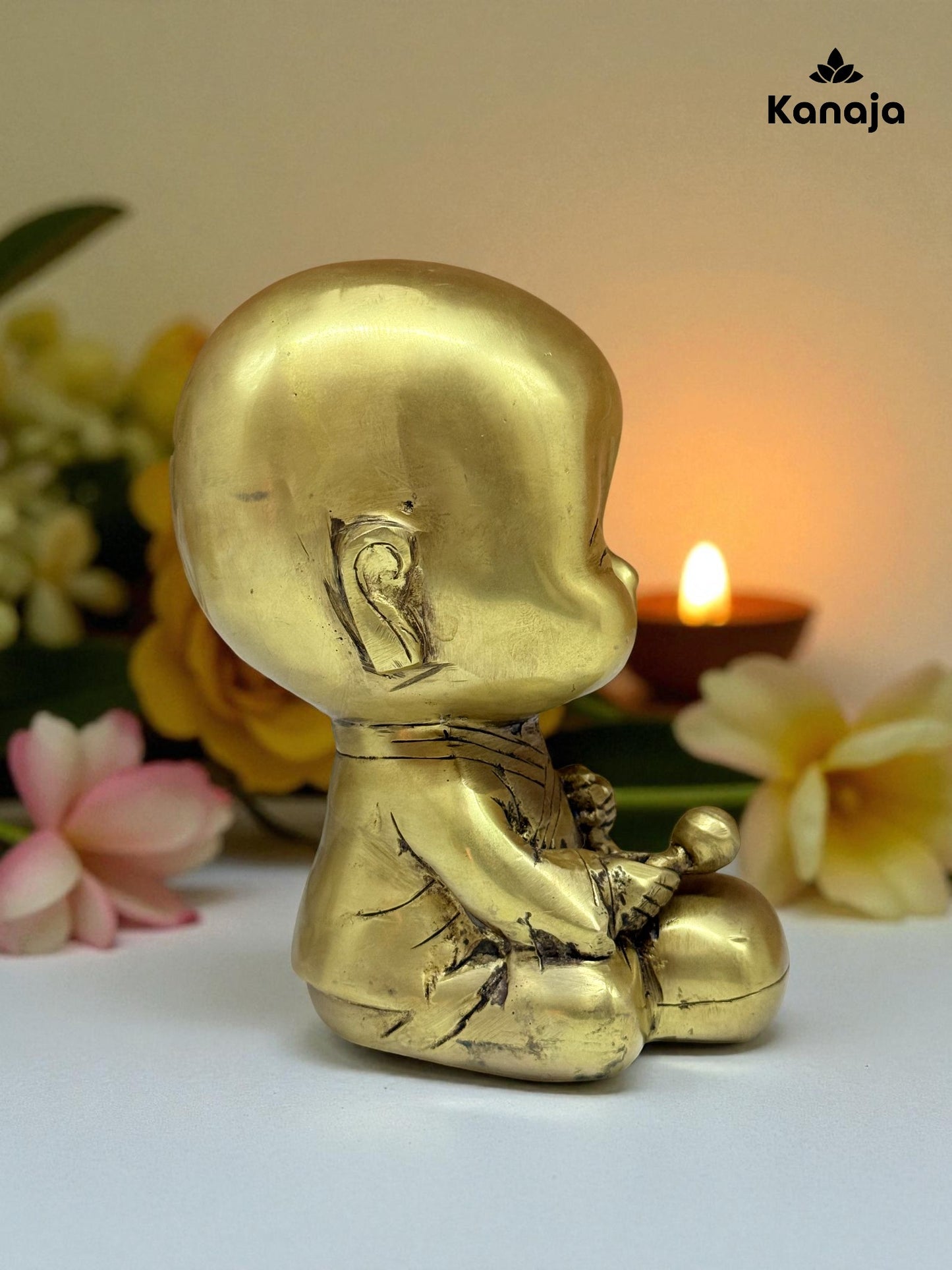 Golden Laughing Buddha Monk Statue - Bring Joy and Serenity to Your Space