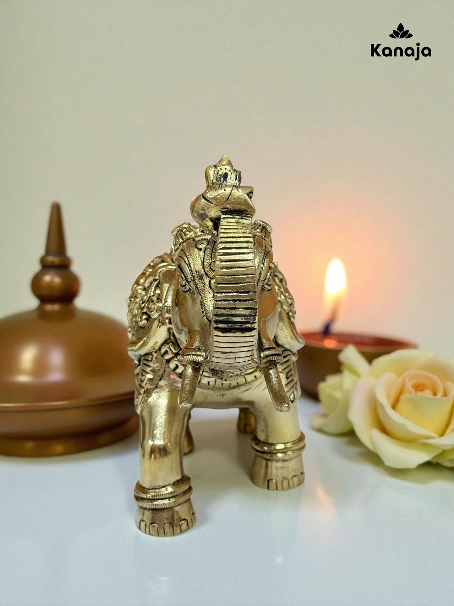 Majestic Golden Elephant with Embossed Details – A Symbol of Wisdom, Strength & Prosperity