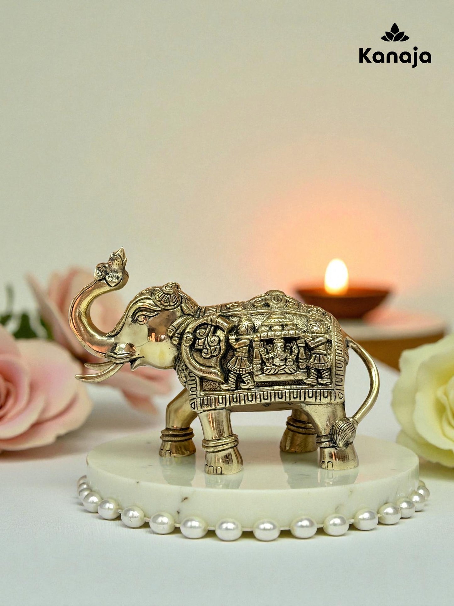 Majestic Golden Elephant with Embossed Details – A Symbol of Wisdom, Strength & Prosperity