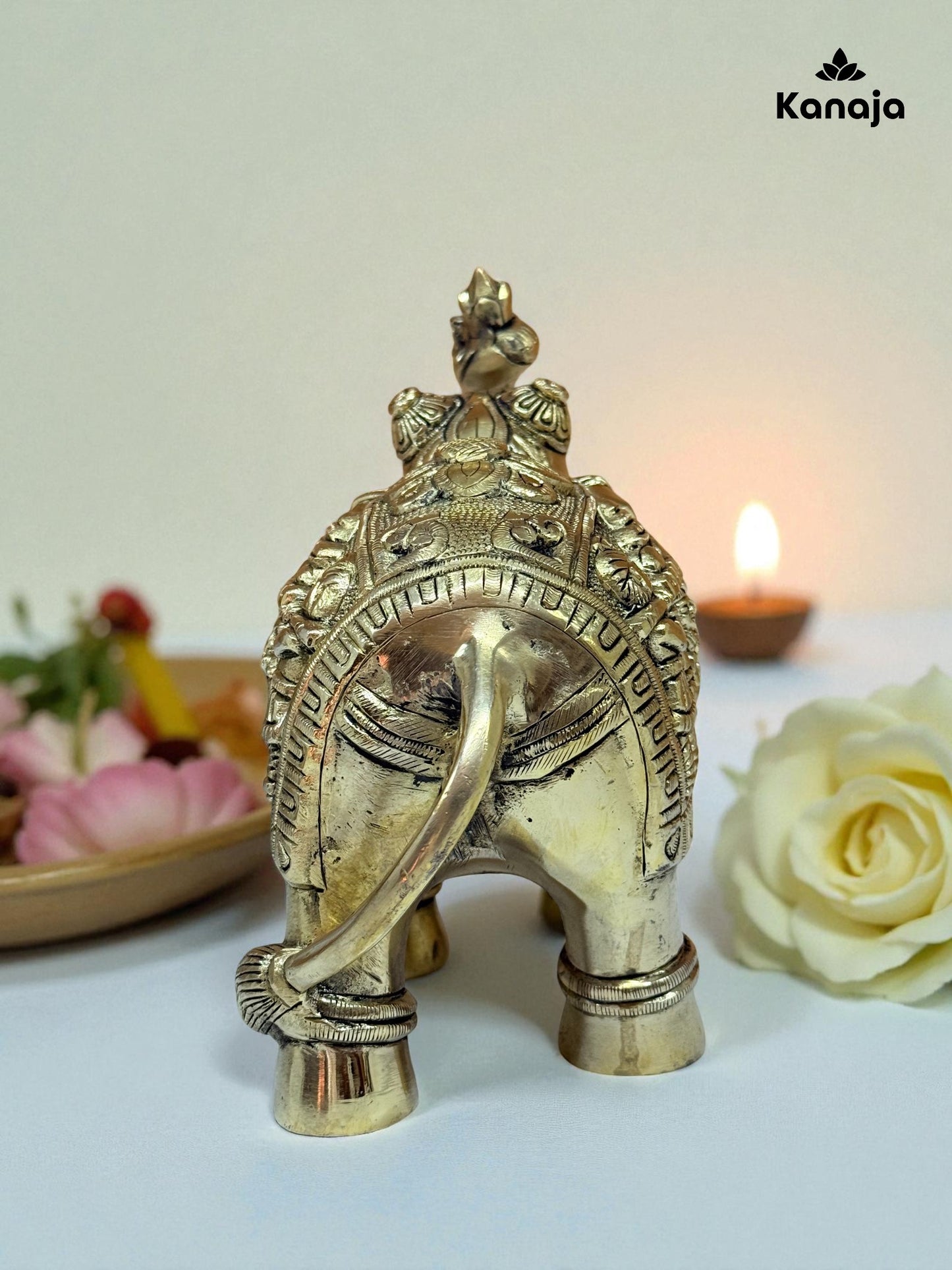Majestic Golden Elephant with Embossed Details – A Symbol of Wisdom, Strength & Prosperity