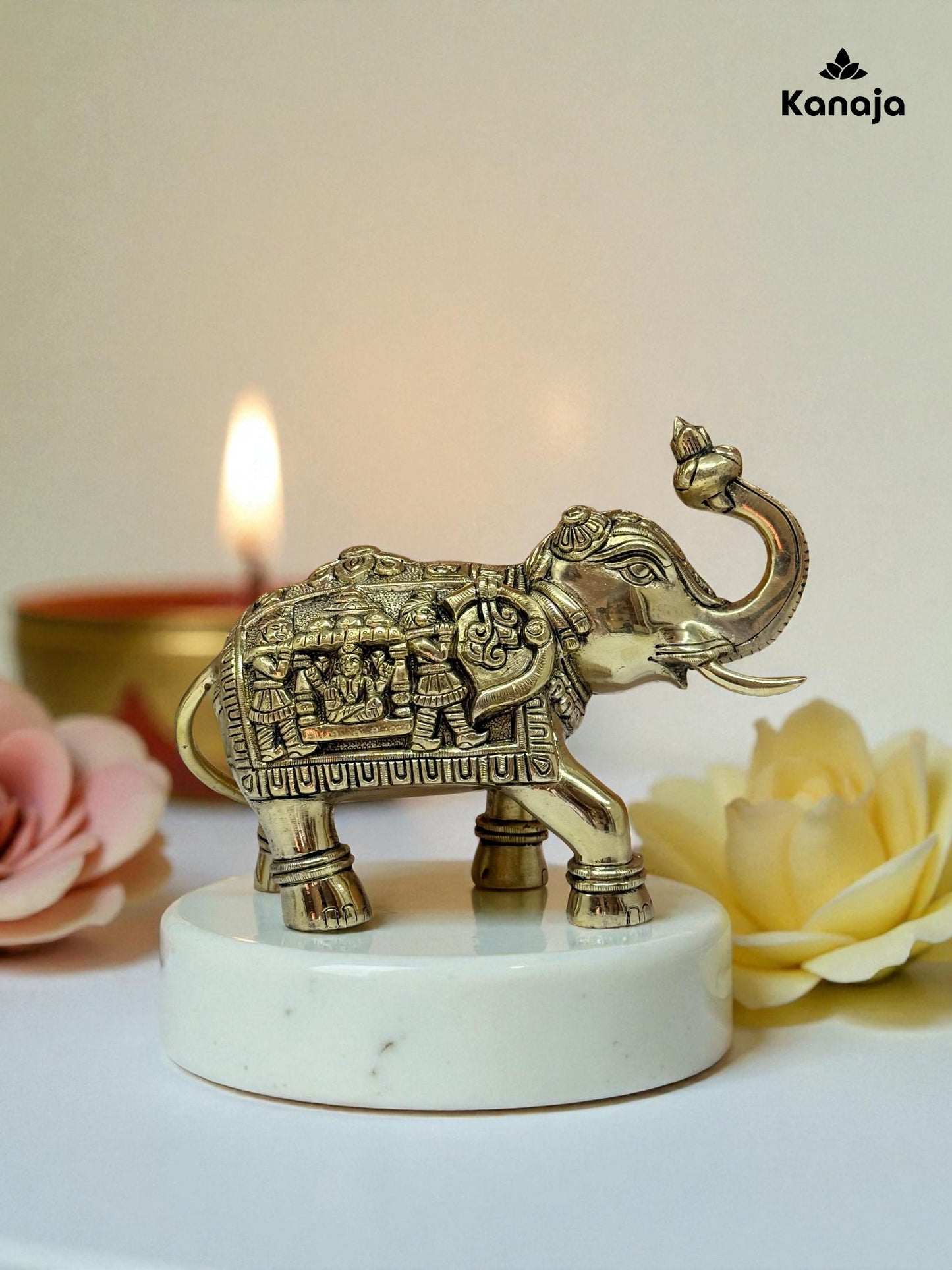 Majestic Golden Elephant with Embossed Details – A Symbol of Wisdom, Strength & Prosperity