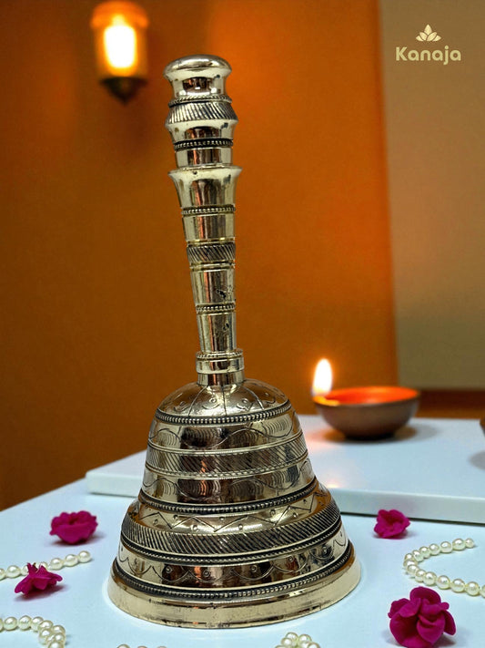 Handcrafted Golden Brass Puja Bell - Sacred Sound & Elegant Decor