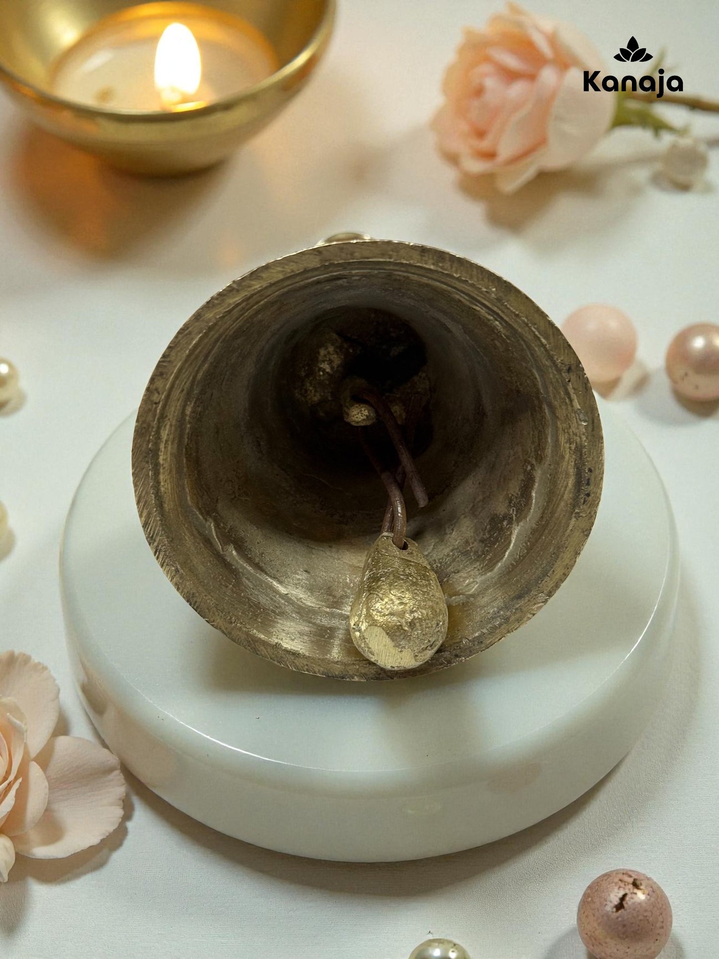 Handcrafted Golden Brass Puja Bell - Sacred Sound & Elegant Decor