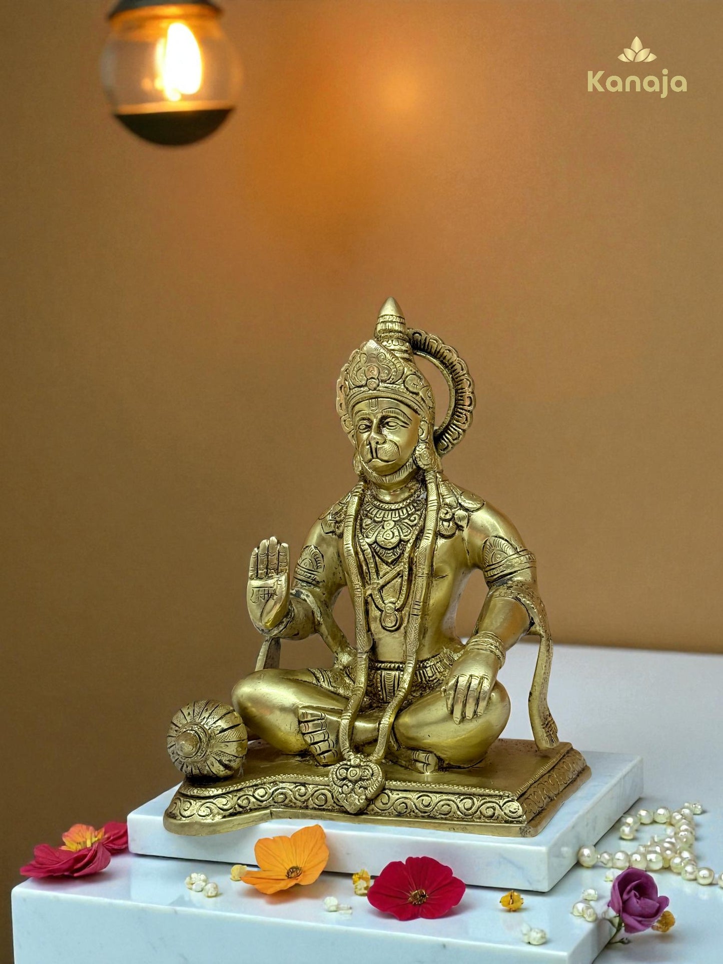 Handcrafted Meditating Hanuman Murti in Brass - For Devotion, Strength & Protection