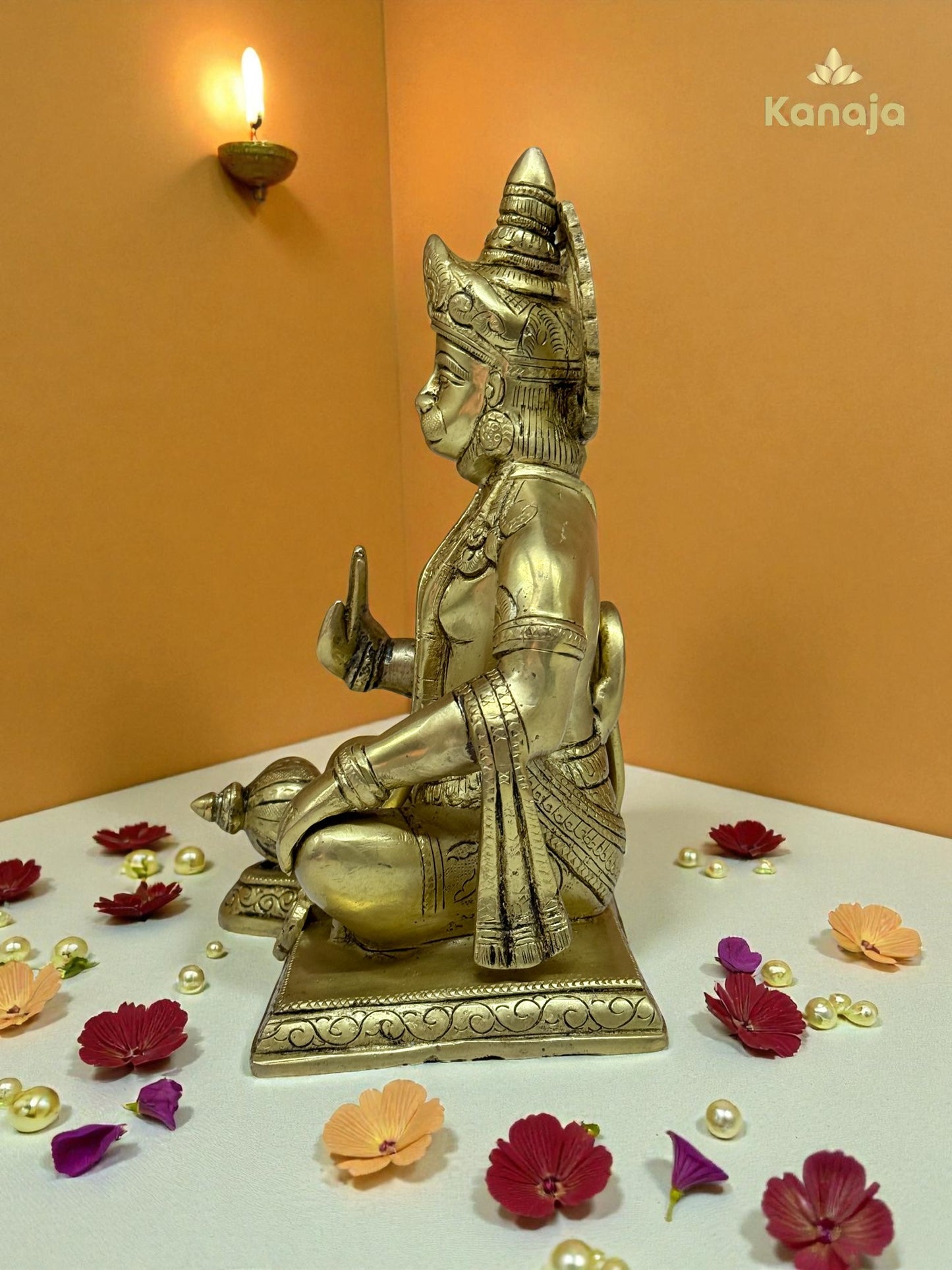 Handcrafted Meditating Hanuman Murti in Brass - For Devotion, Strength & Protection