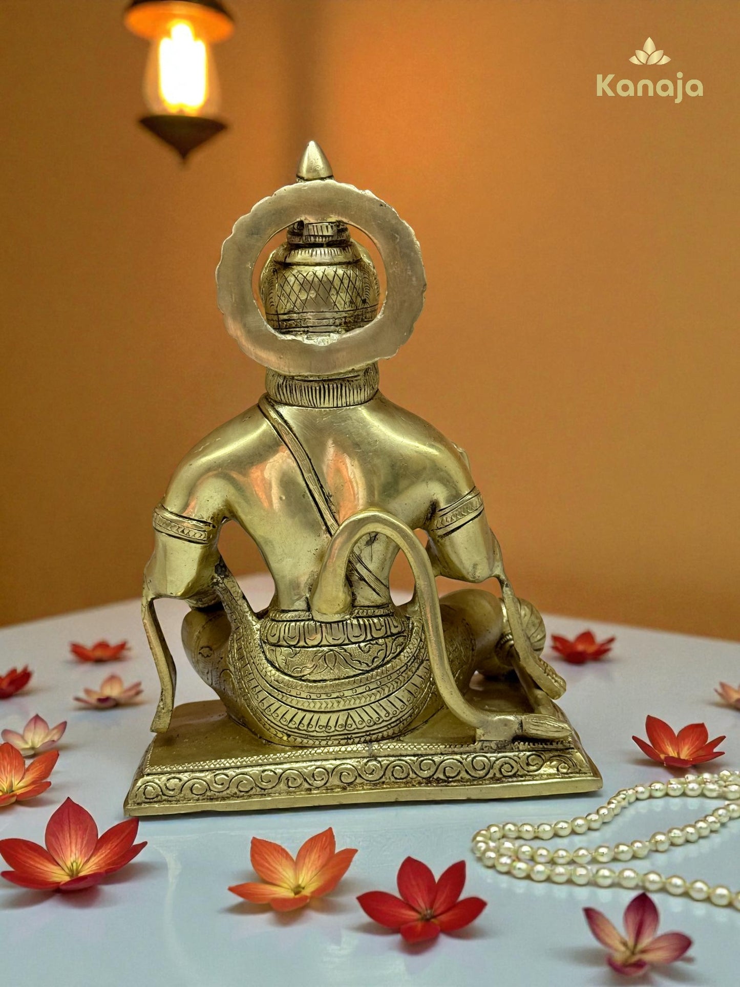 Handcrafted Meditating Hanuman Murti in Brass - For Devotion, Strength & Protection