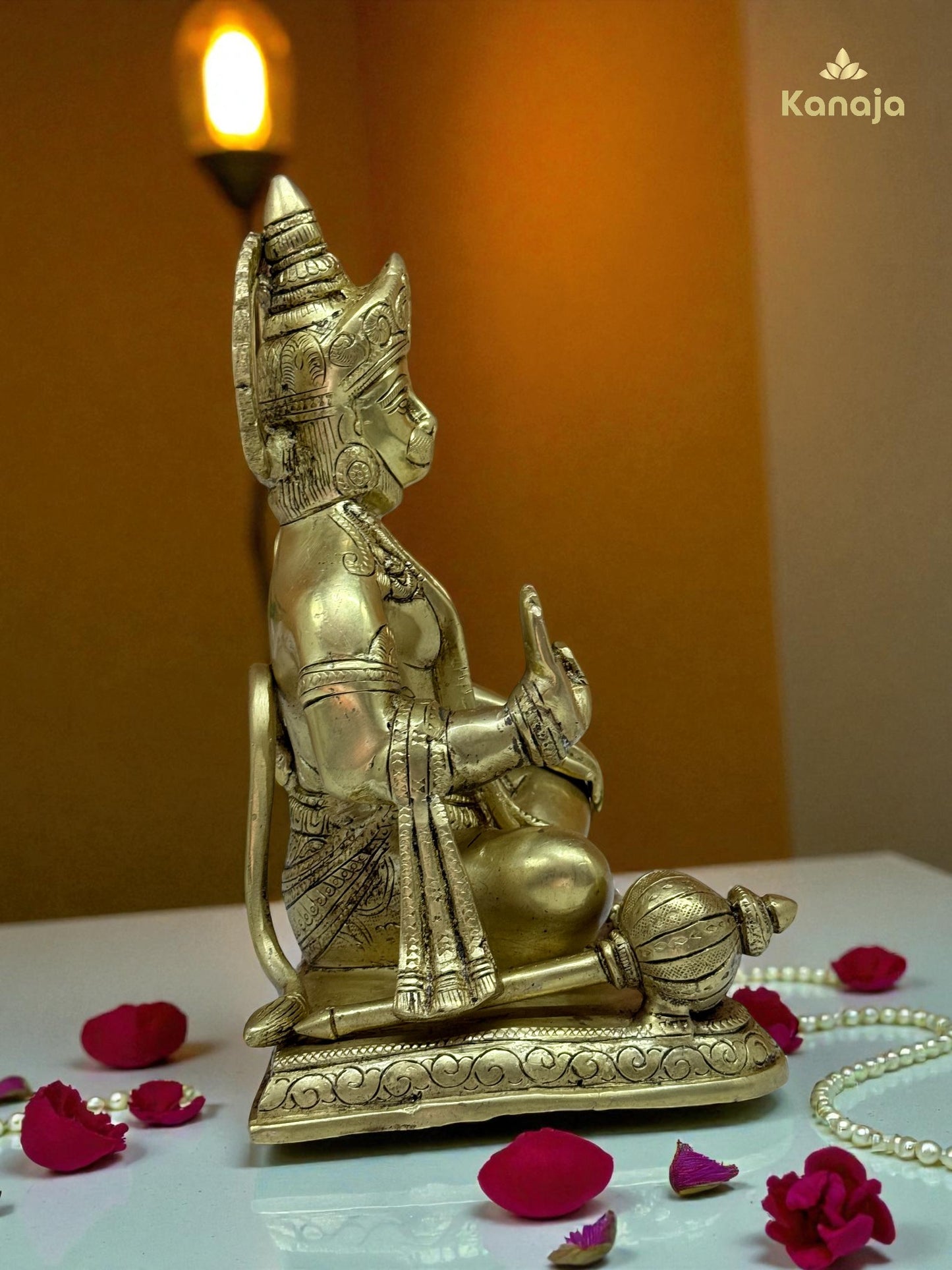 Handcrafted Meditating Hanuman Murti in Brass - For Devotion, Strength & Protection