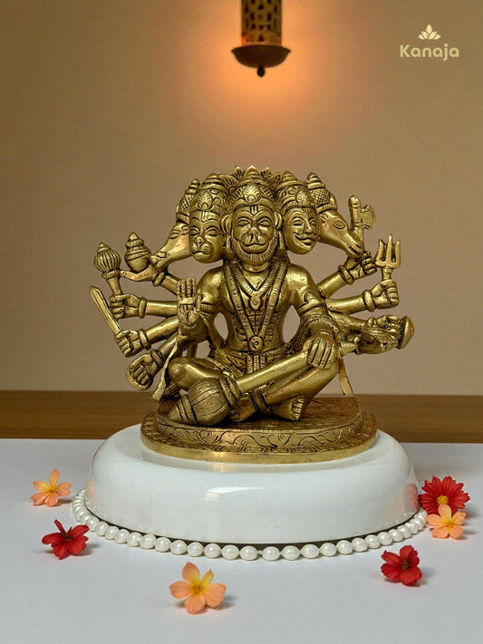 Handcrafted Brass Panchmukhi Hanuman Murti - Ultimate Protector & Source of Power