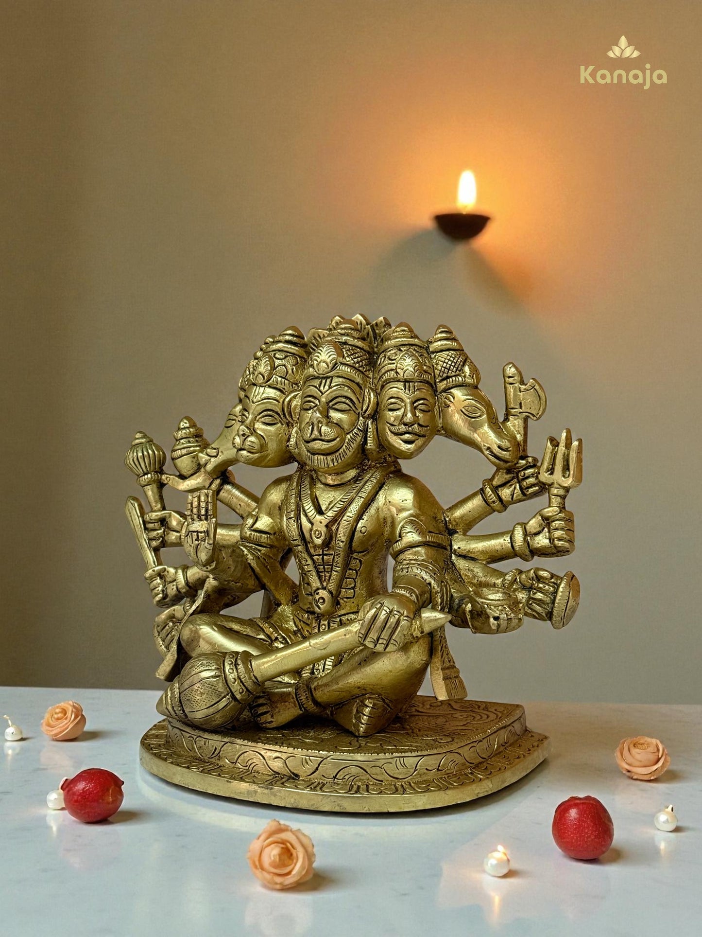 Handcrafted Brass Panchmukhi Hanuman Murti - Ultimate Protector & Source of Power