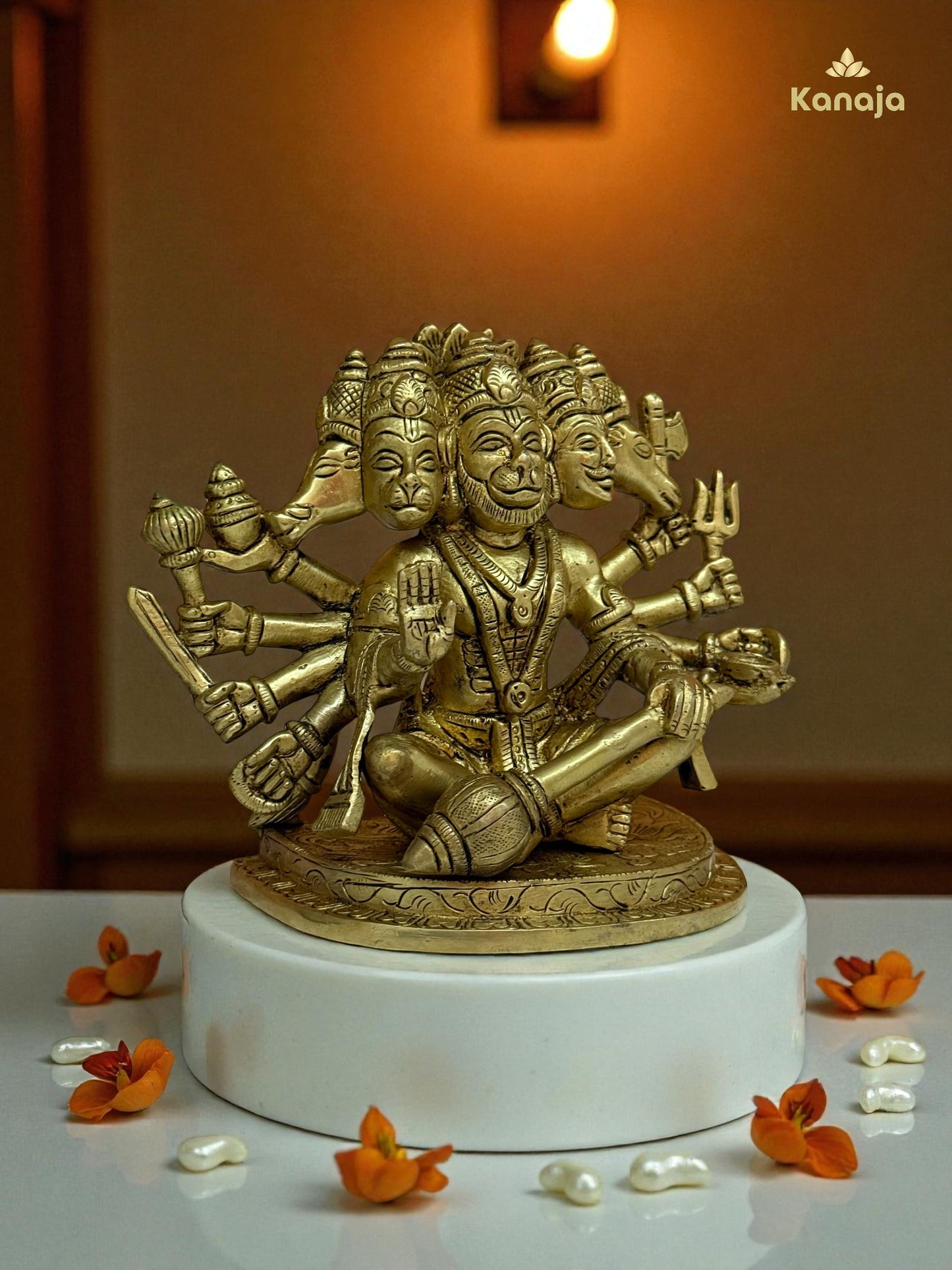 Handcrafted Brass Panchmukhi Hanuman Murti - Ultimate Protector & Source of Power