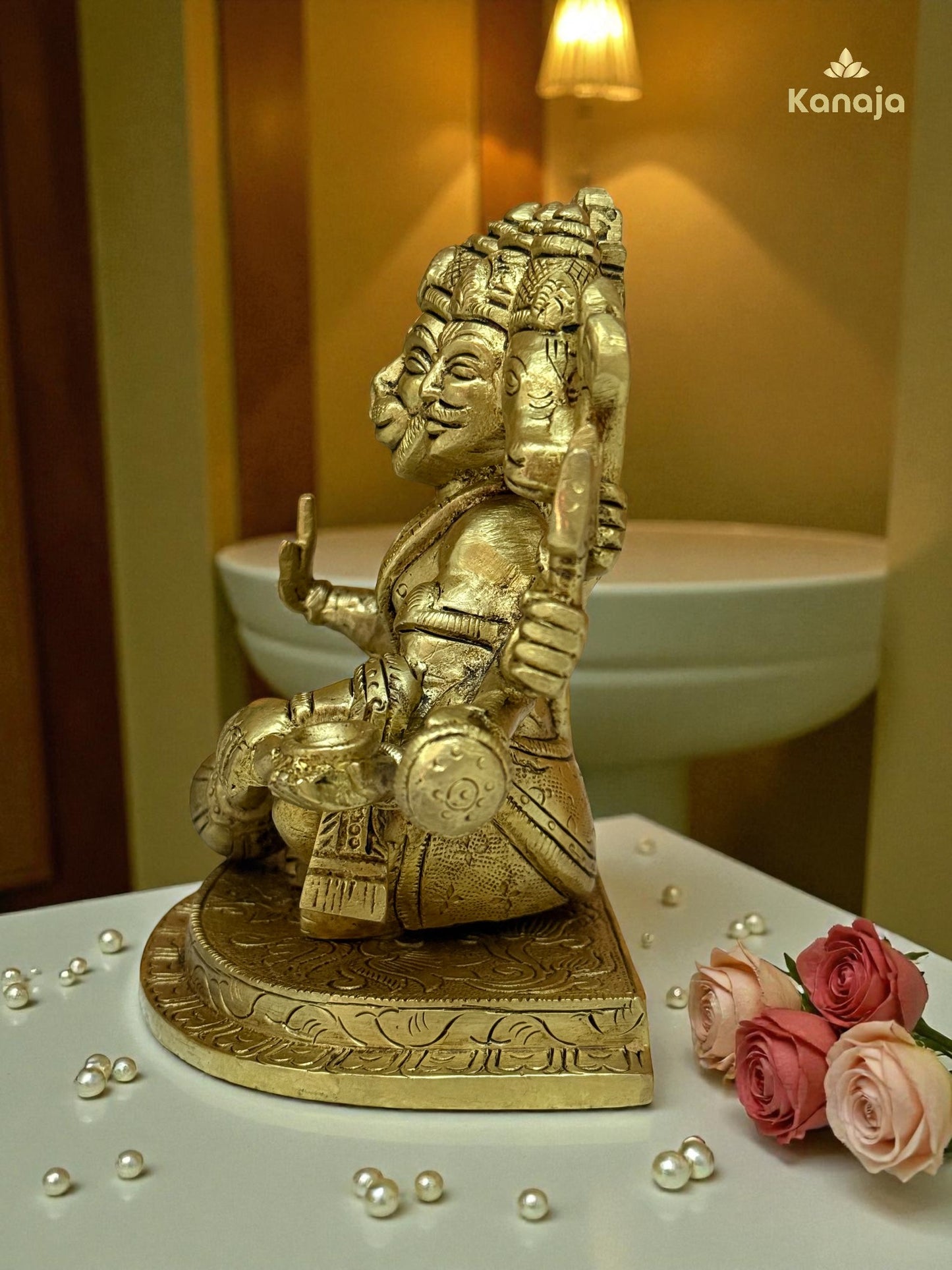 Handcrafted Brass Panchmukhi Hanuman Murti - Ultimate Protector & Source of Power