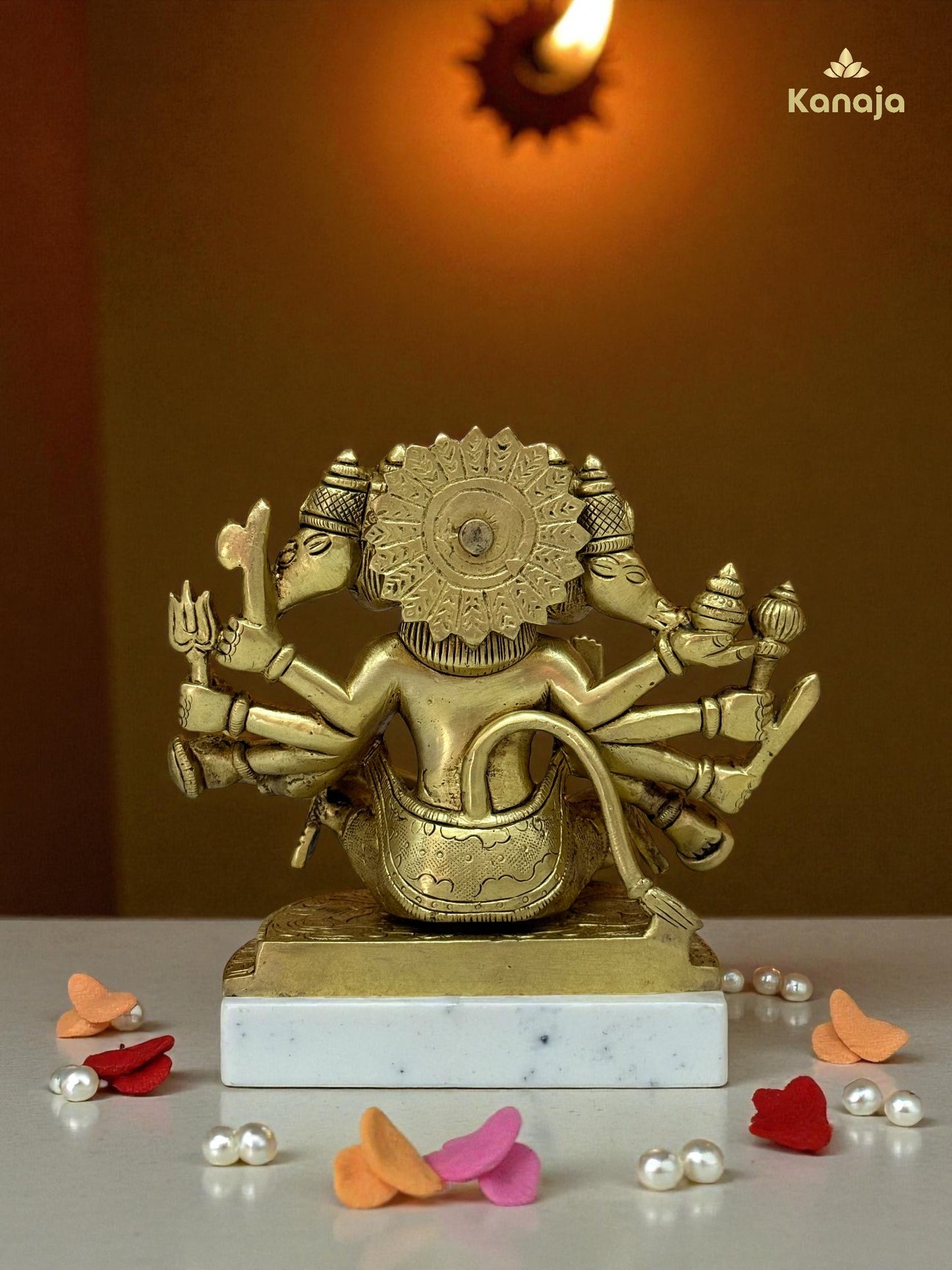 Handcrafted Brass Panchmukhi Hanuman Murti - Ultimate Protector & Source of Power