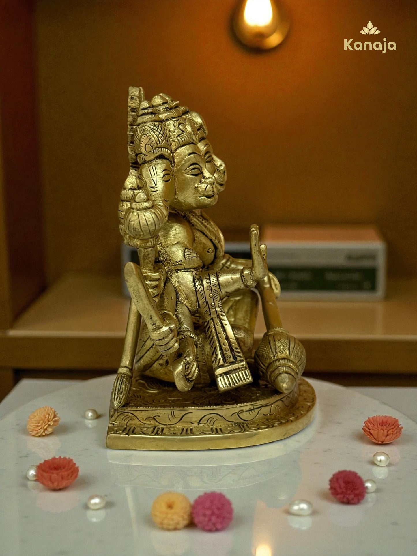 Handcrafted Brass Panchmukhi Hanuman Murti - Ultimate Protector & Source of Power