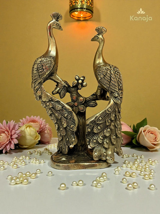Brass Peacock Pair Showpiece