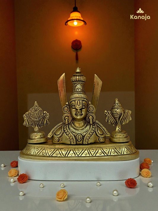 Brass Lord Venkateswara Swamy Idol with Shankh and Chakra