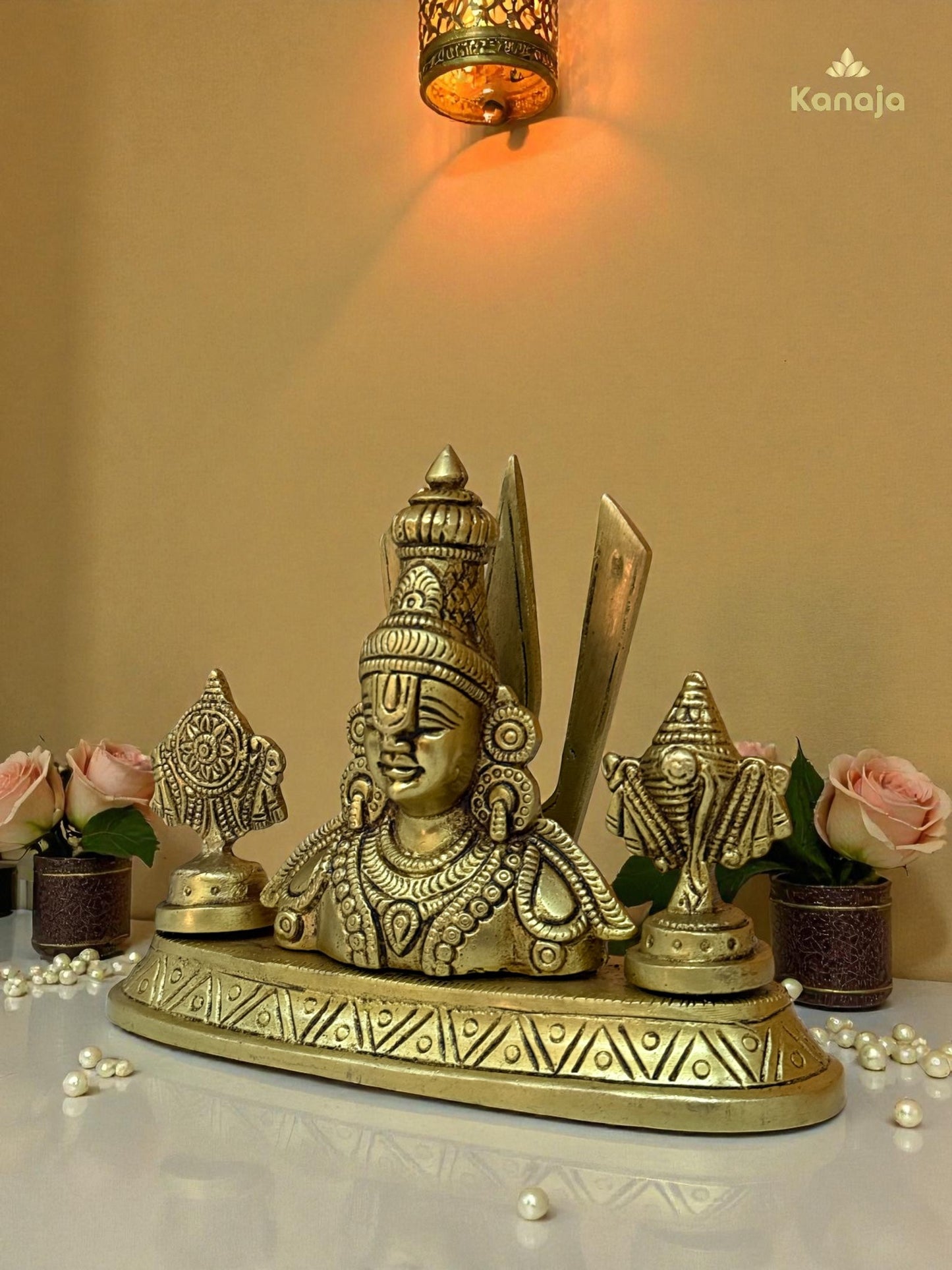 Brass Lord Venkateswara Swamy Idol with Shankh and Chakra