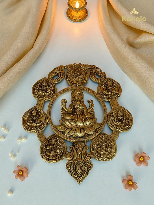 Handcrafted Ashta Lakshmi Mandala Brass Wall Panel - For Complete Prosperity