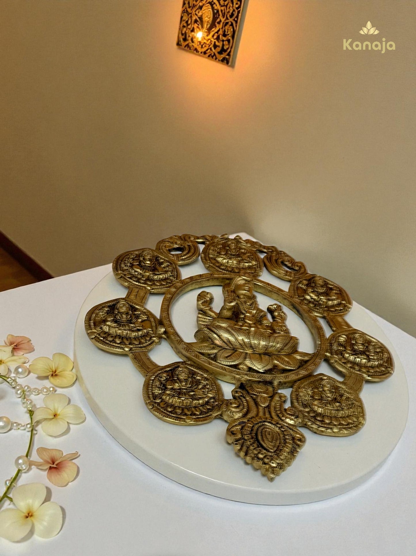 Handcrafted Ashta Lakshmi Mandala Brass Wall Panel - For Complete Prosperity