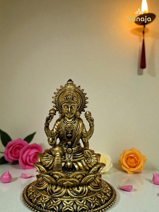 Miniature Brass Goddess Lakshmi Idol