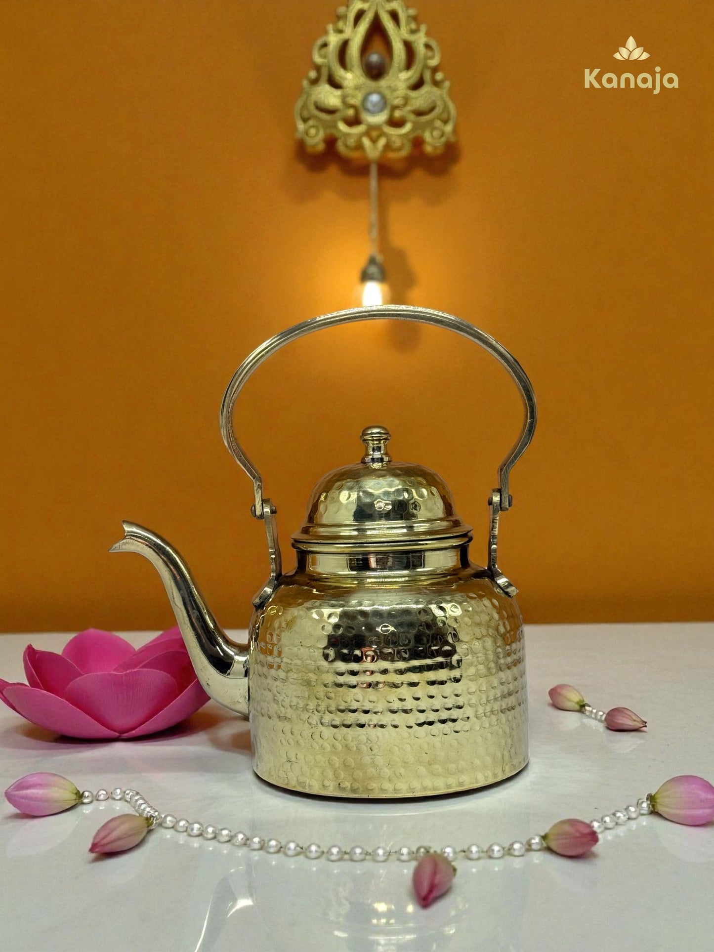 Handcrafted Brass Hammered Tea Kettle / Water Pot