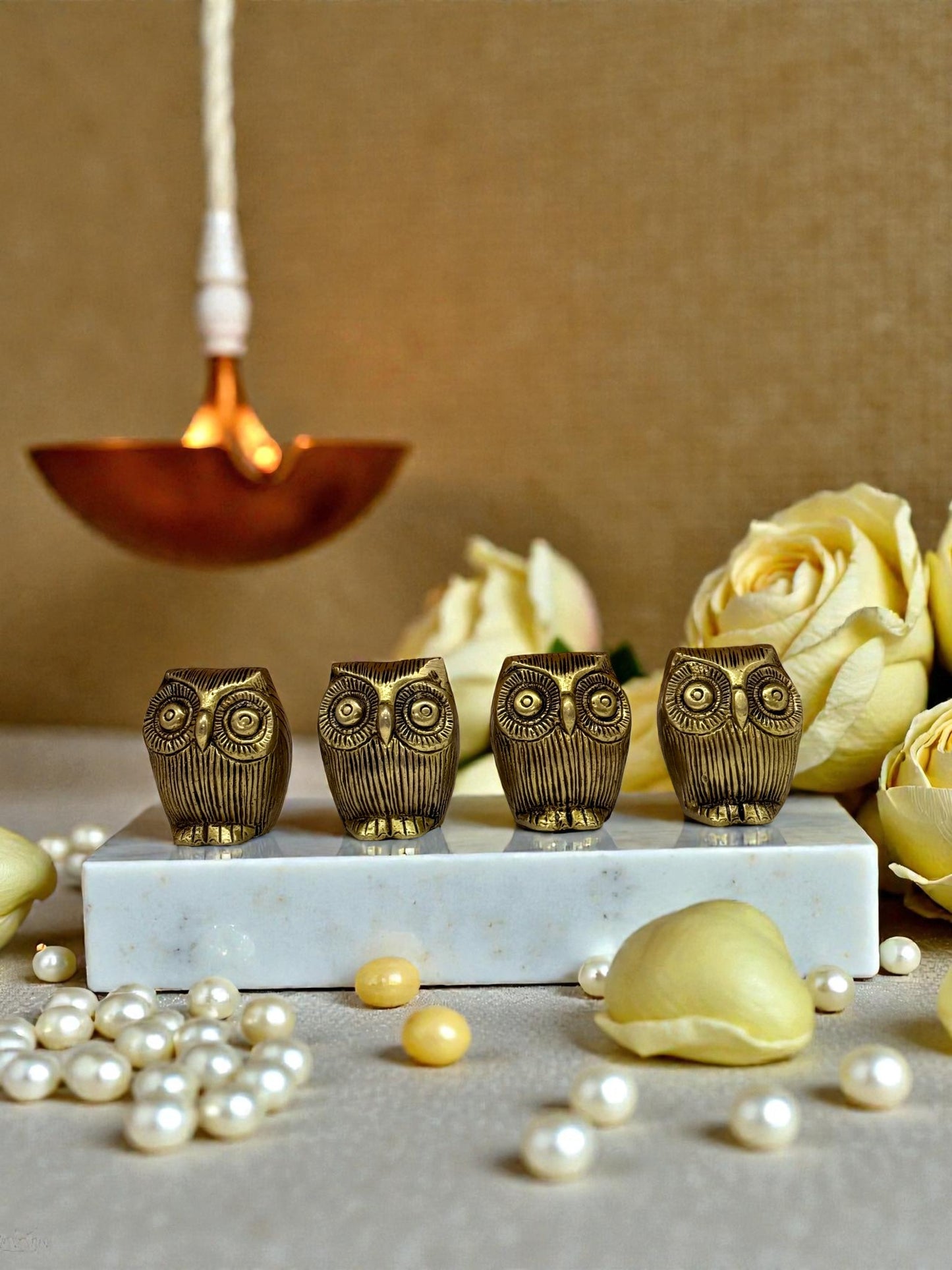 Charming Golden Owl Figurine - A Symbol of Wisdom and Intuition