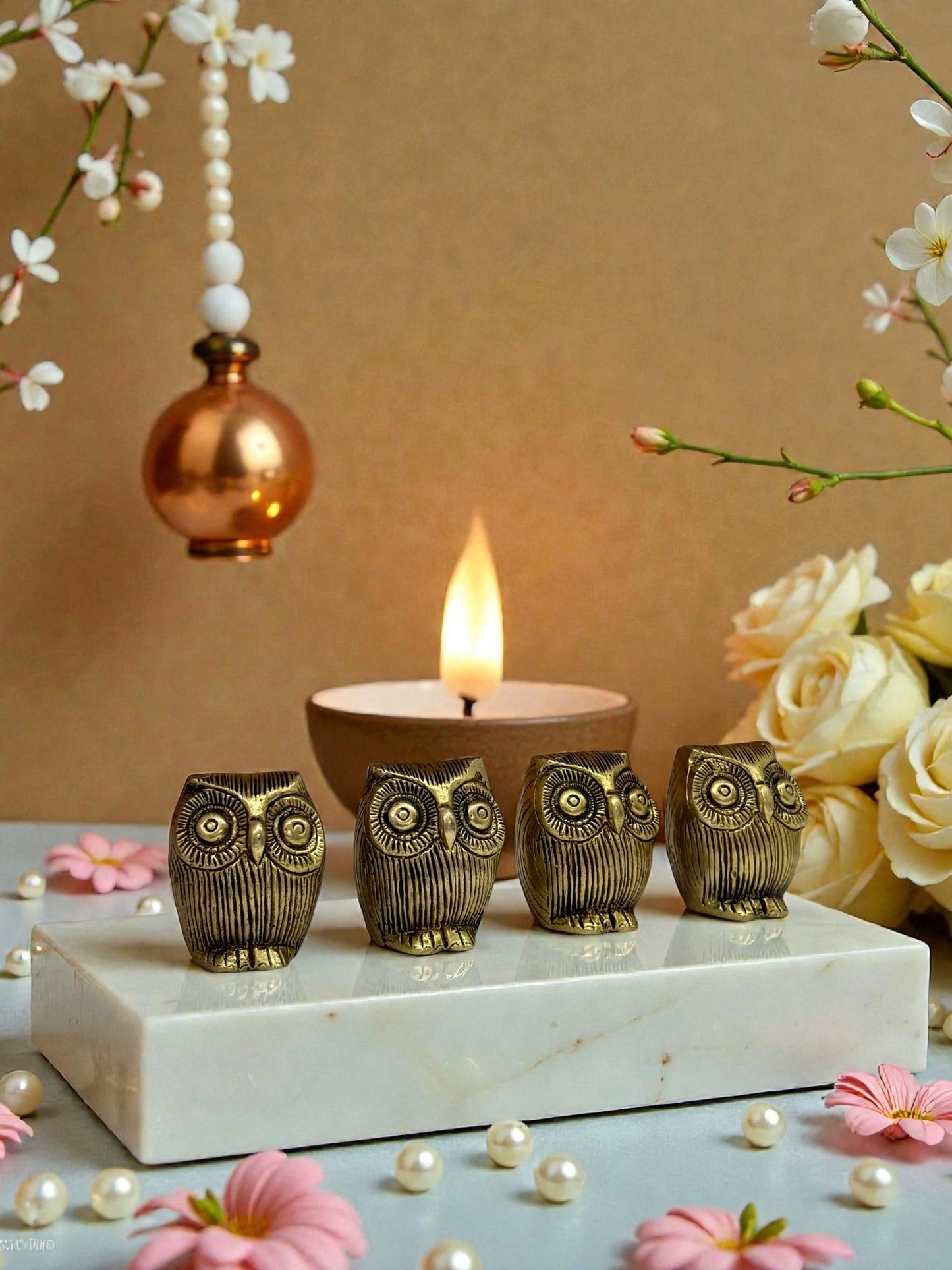 Charming Golden Owl Figurine - A Symbol of Wisdom and Intuition