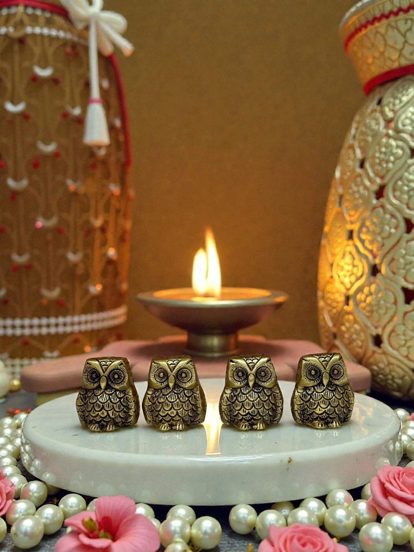 Charming Golden Owl Figurine - A Symbol of Wisdom and Intuition
