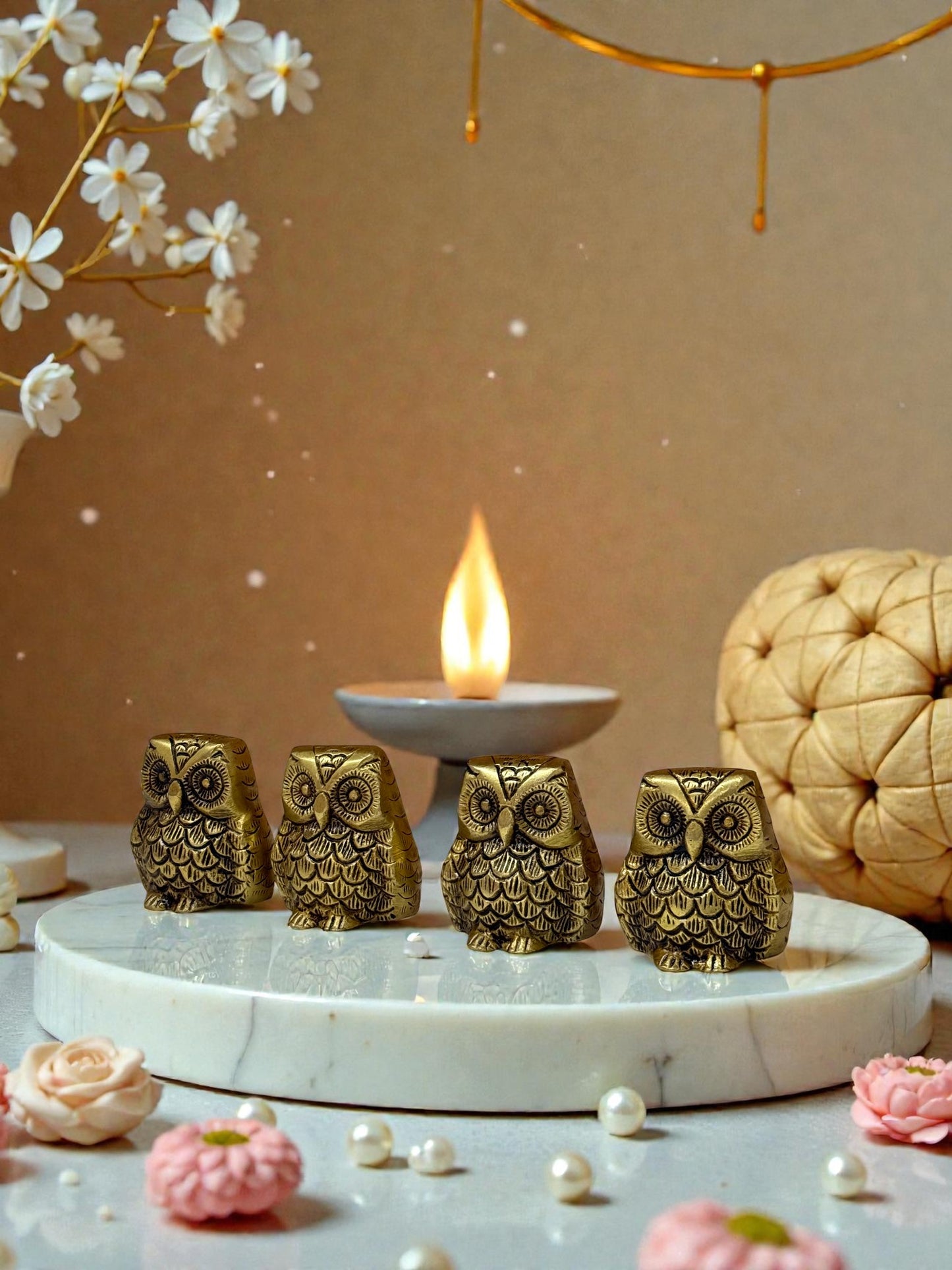 Charming Golden Owl Figurine - A Symbol of Wisdom and Intuition